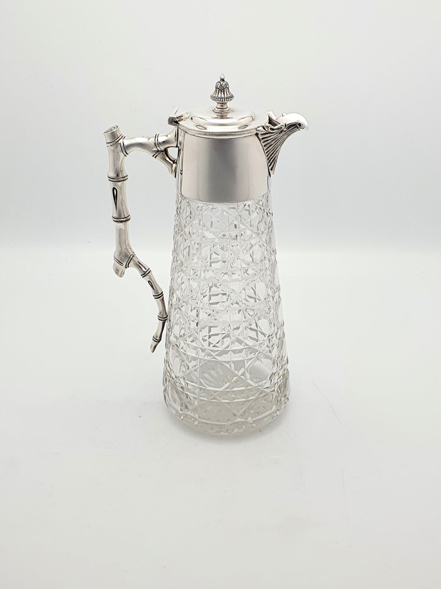 Nice Antique Edwardian Cut Glass and Silver-Plated Claret Jug - circa 1905