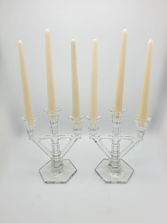 Fabulous Pair of Art Deco Glass Candelabras – circa 1930