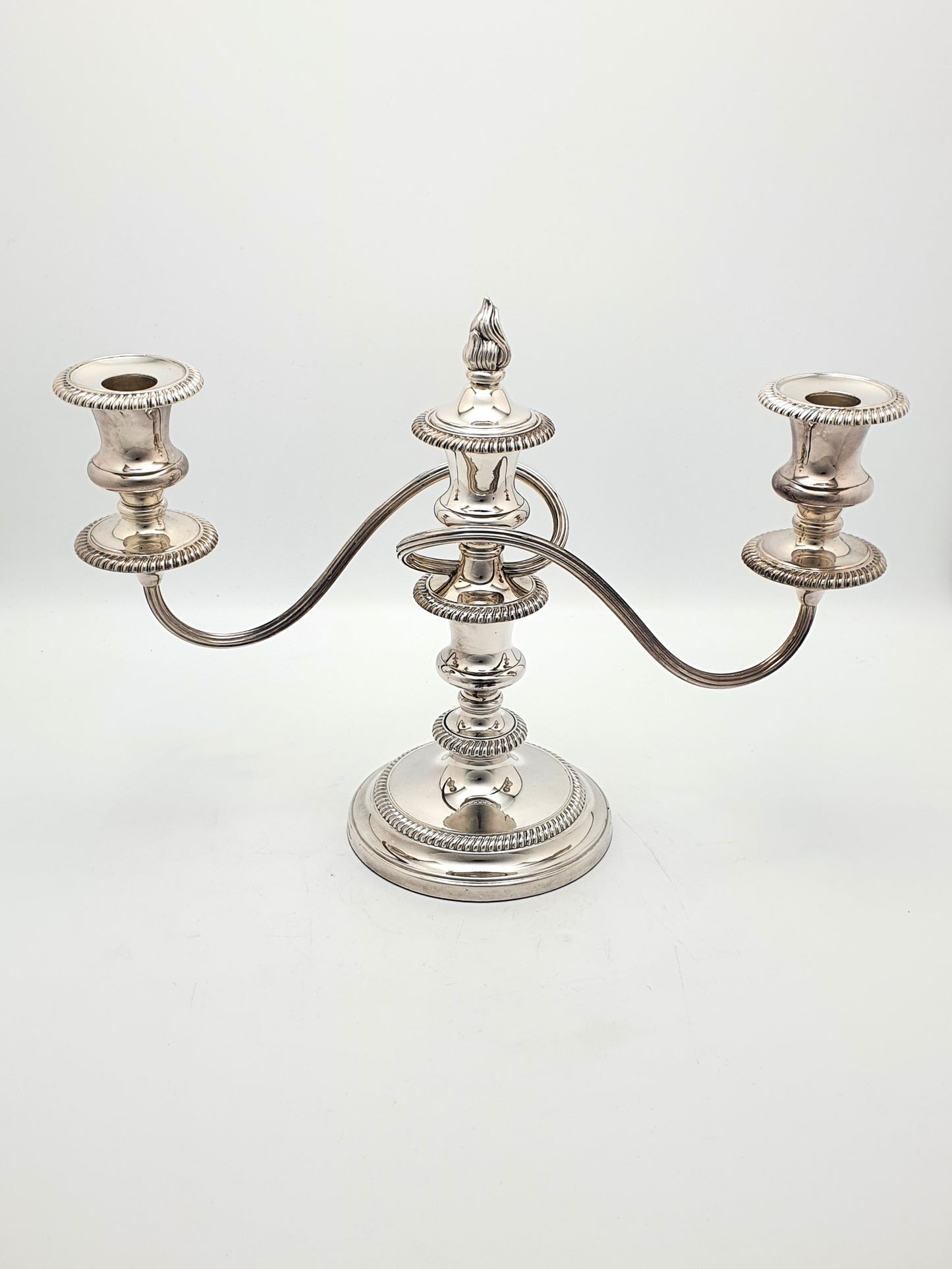 Lovely Pair of Antique Silver-Plated Low Candelabras – circa 1920