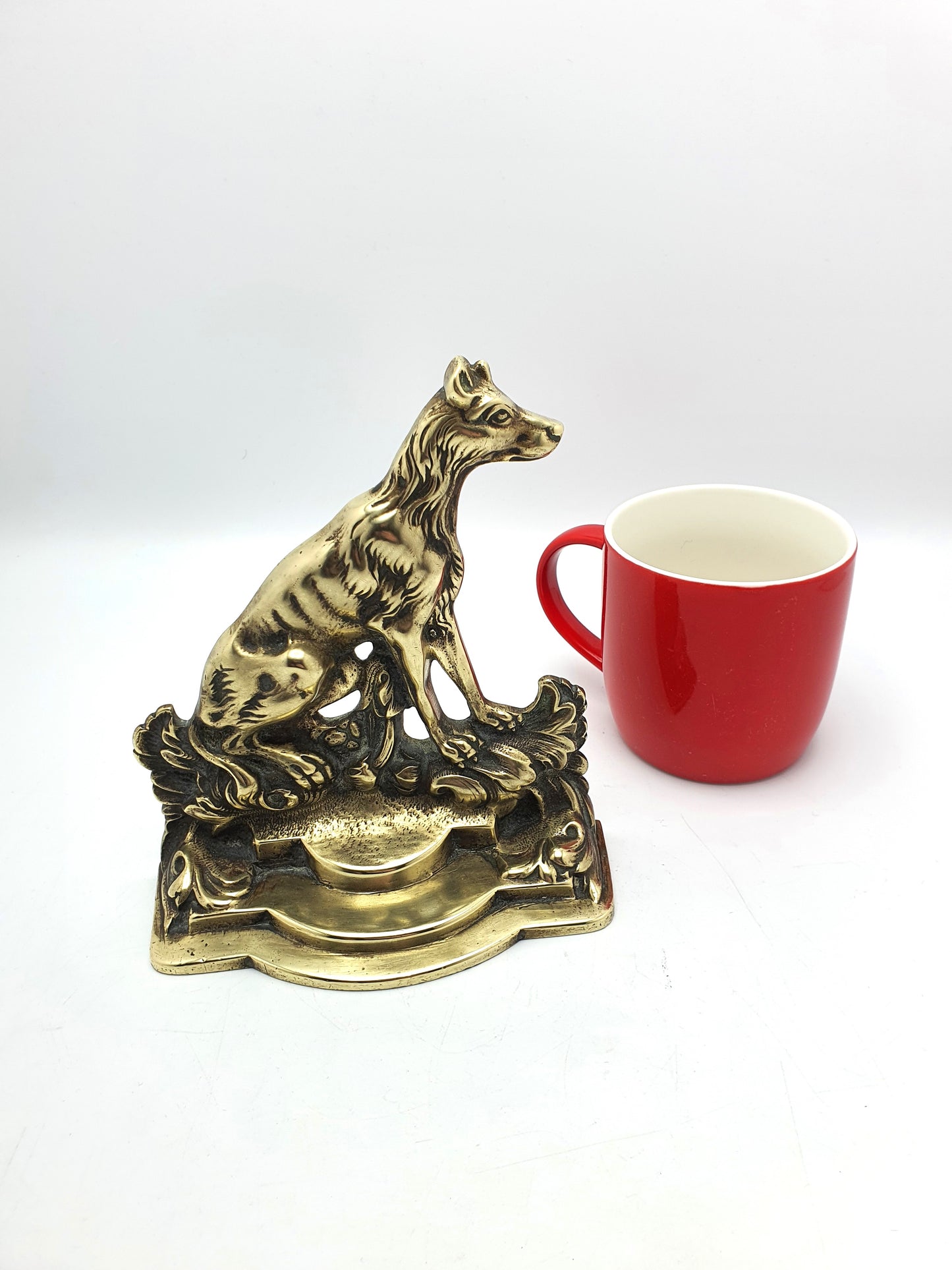 Nice Antique Small Brass Dog Doorstop – circa 1920