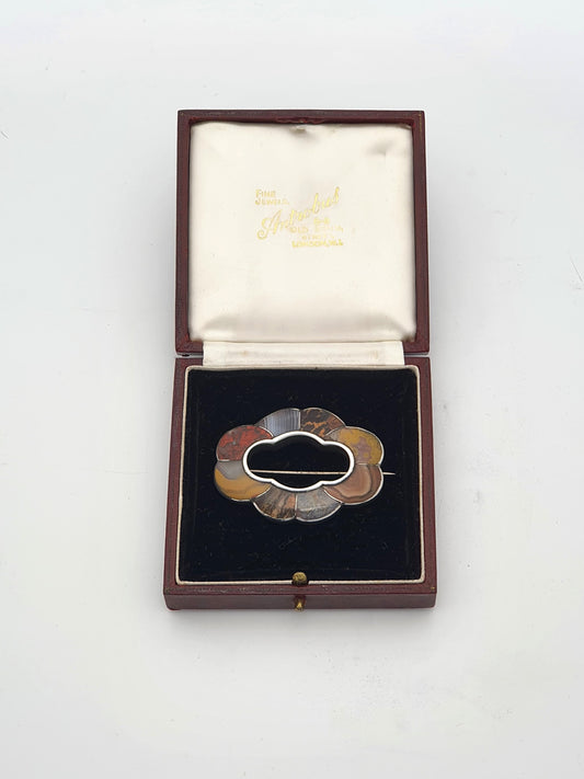Fabulous Antique Victorian Agate and Silver Scottish Brooch – circa 1880