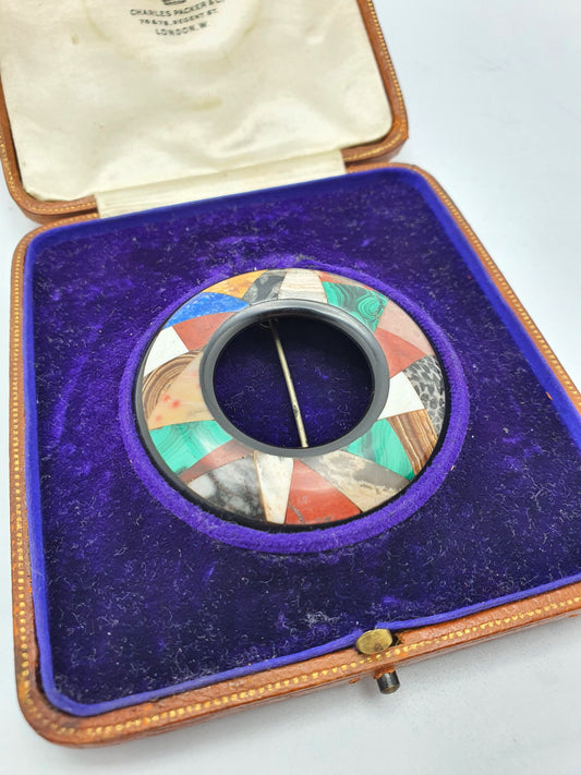 Stunning Antique Victorian Grand Tour Specimen Marble Brooch – circa 1870