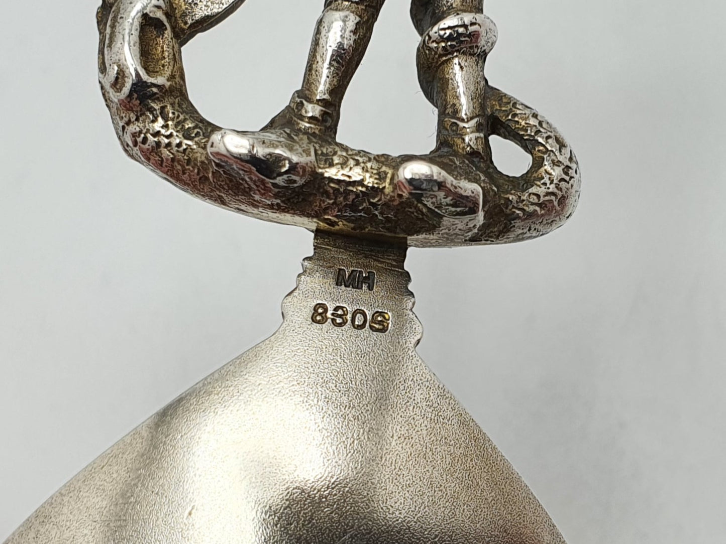 Unusual Antique Scandinavian 830 Silver Spoon with Knight & Serpent Motif – circa 1910