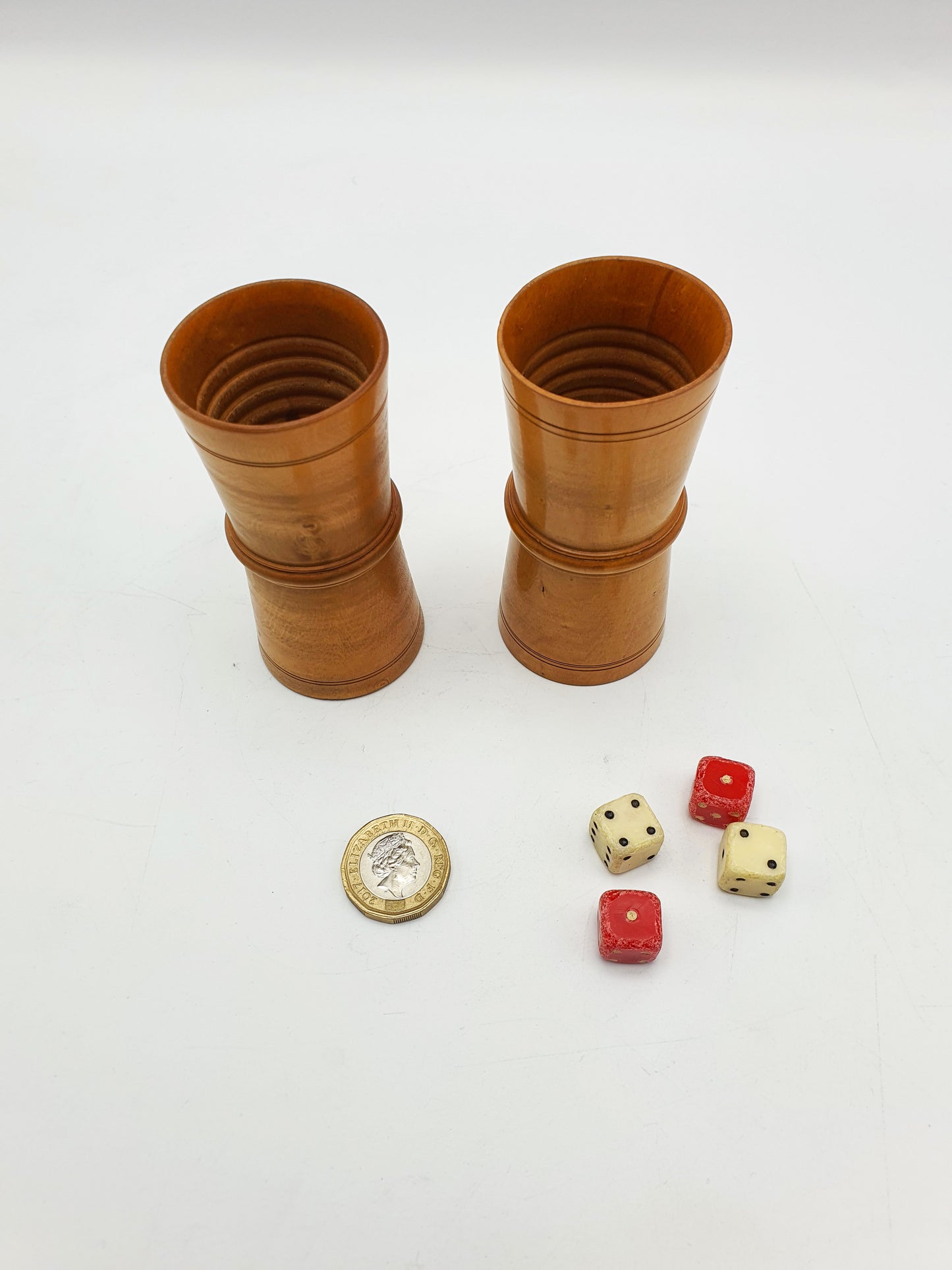 Nice Edwardian Boxwood Dice Shakers – circa 1905