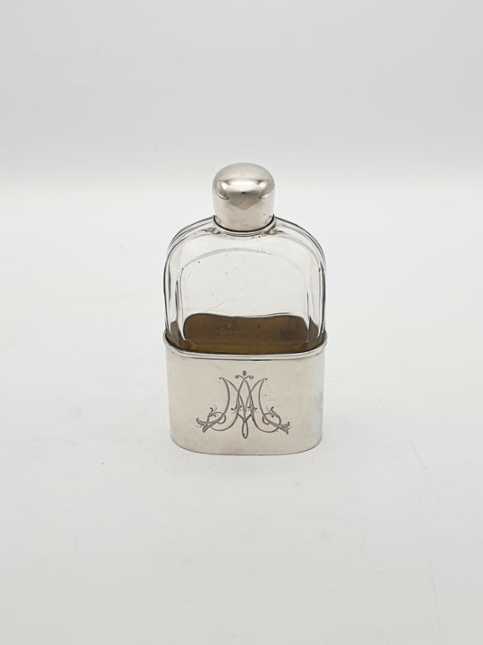 Nice German Silver and Cut-Glass Hip Flask – circa 1920