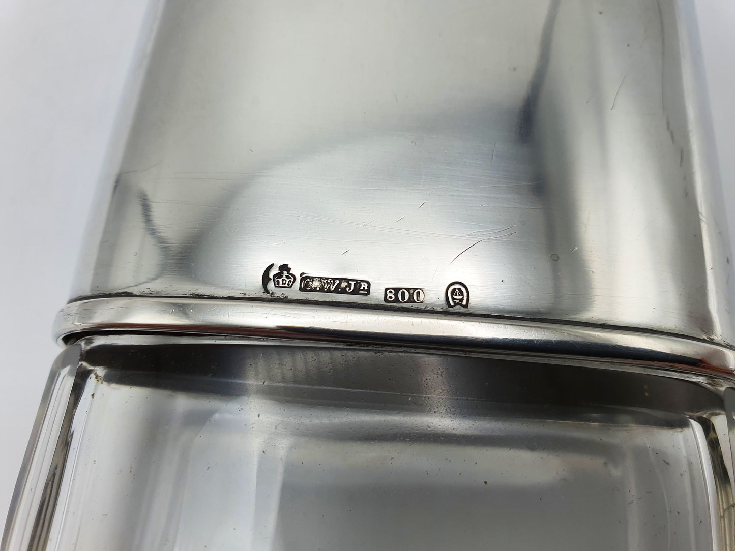 Nice German Silver and Cut-Glass Hip Flask – circa 1920