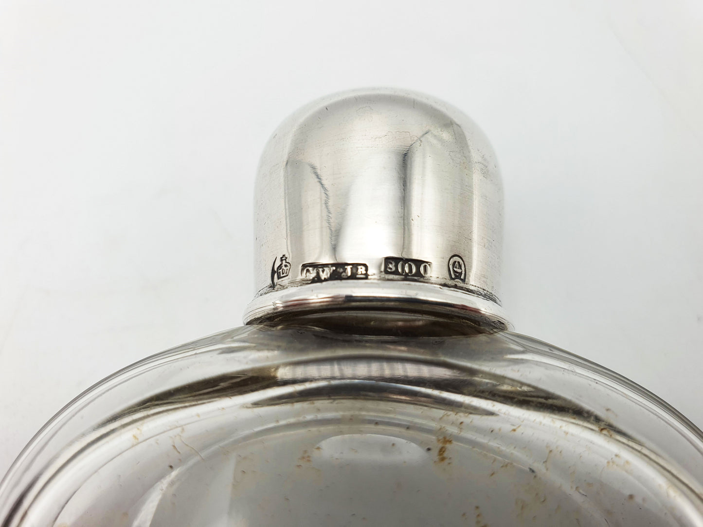Nice German Silver and Cut-Glass Hip Flask – circa 1920