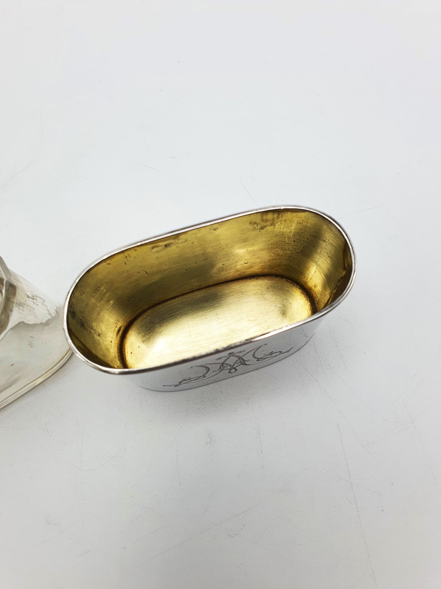 Nice German Silver and Cut-Glass Hip Flask – circa 1920