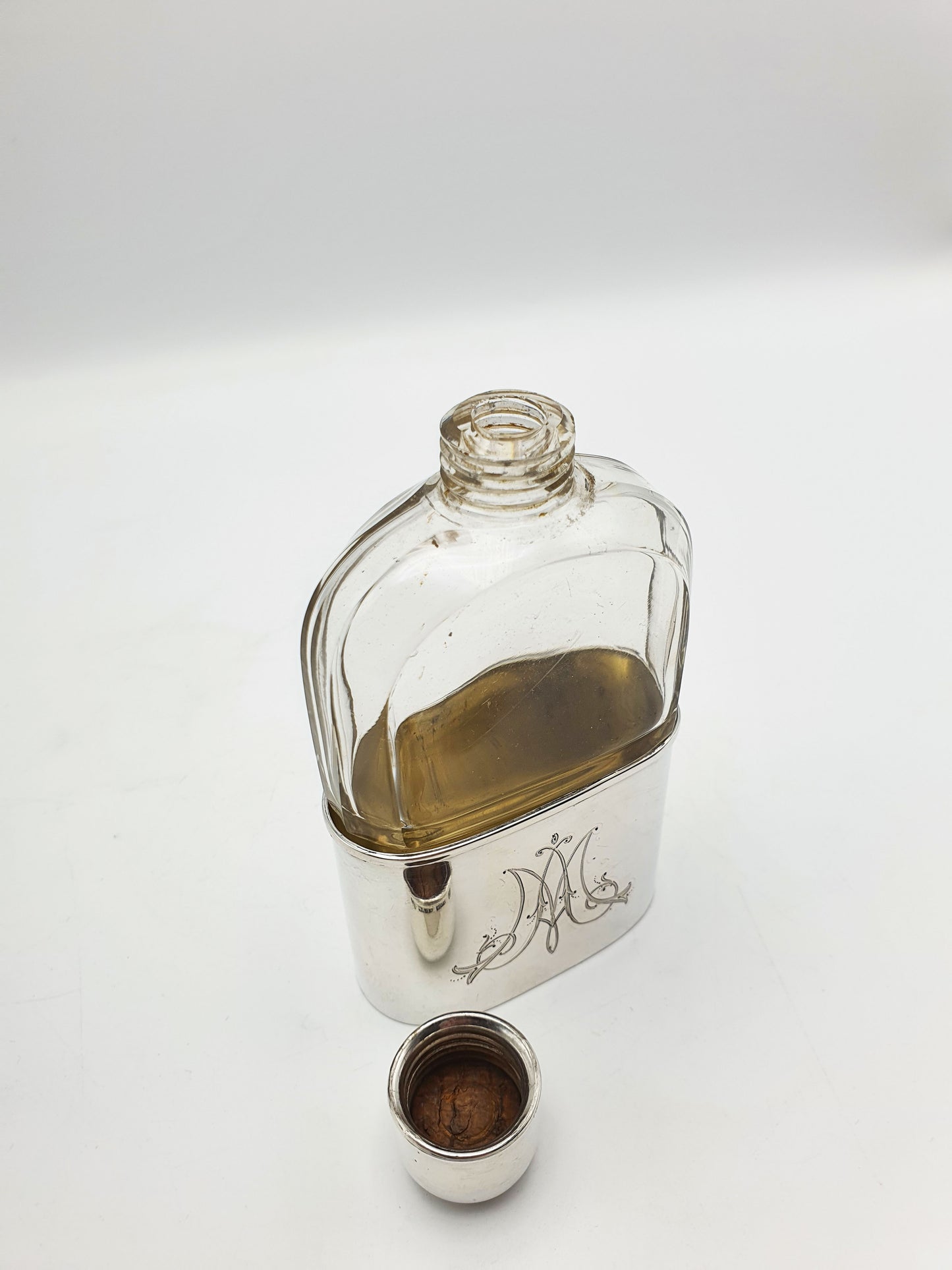 Nice German Silver and Cut-Glass Hip Flask – circa 1920