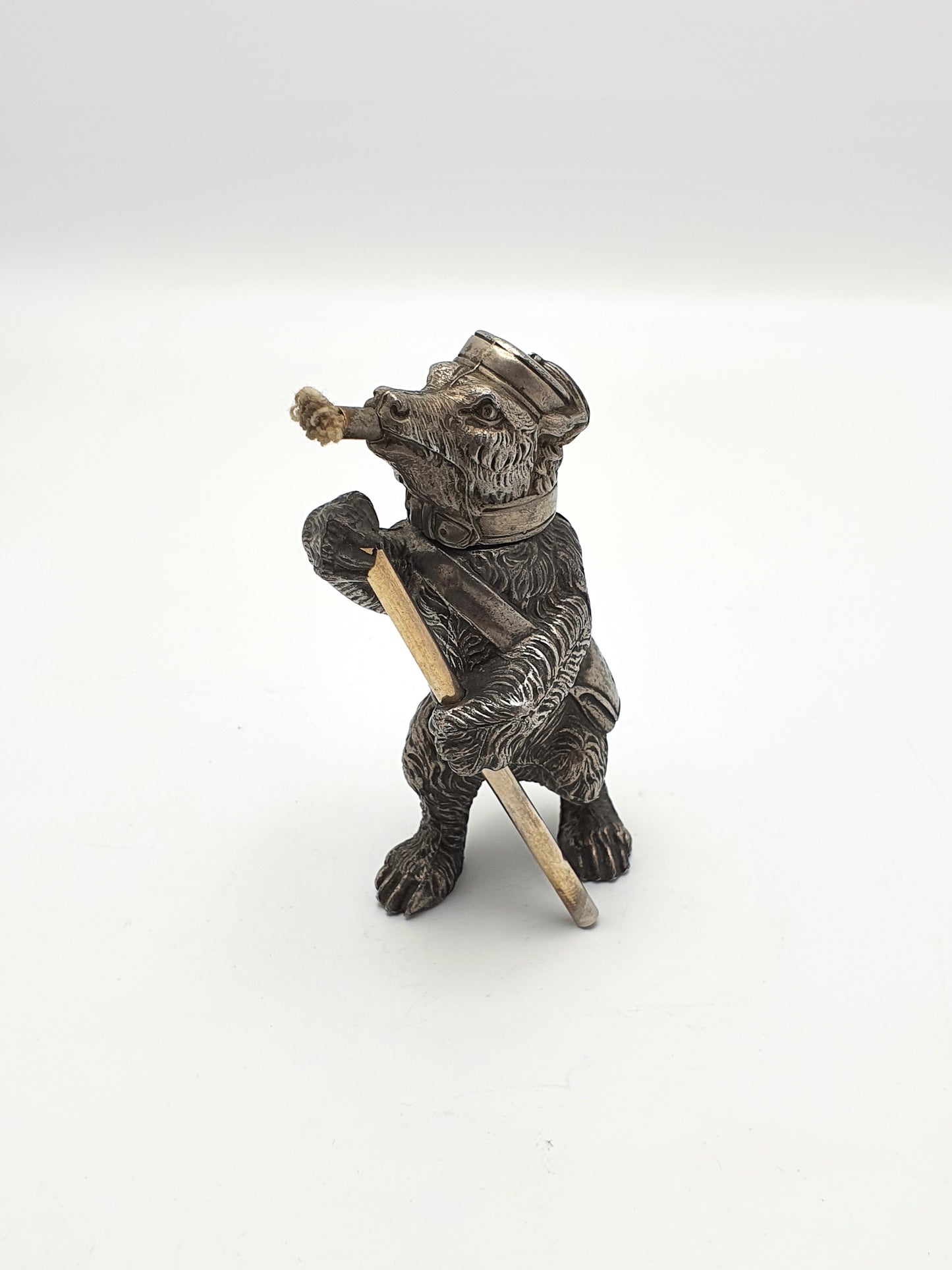 Unusual Antique Edwardian Figural Bear Table Lighter - 1905