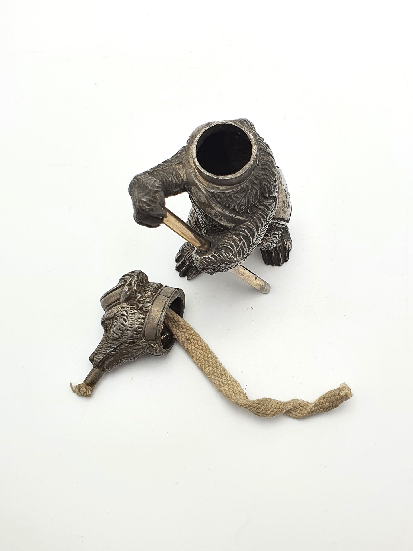 Unusual Antique Edwardian Figural Bear Table Lighter - 1905