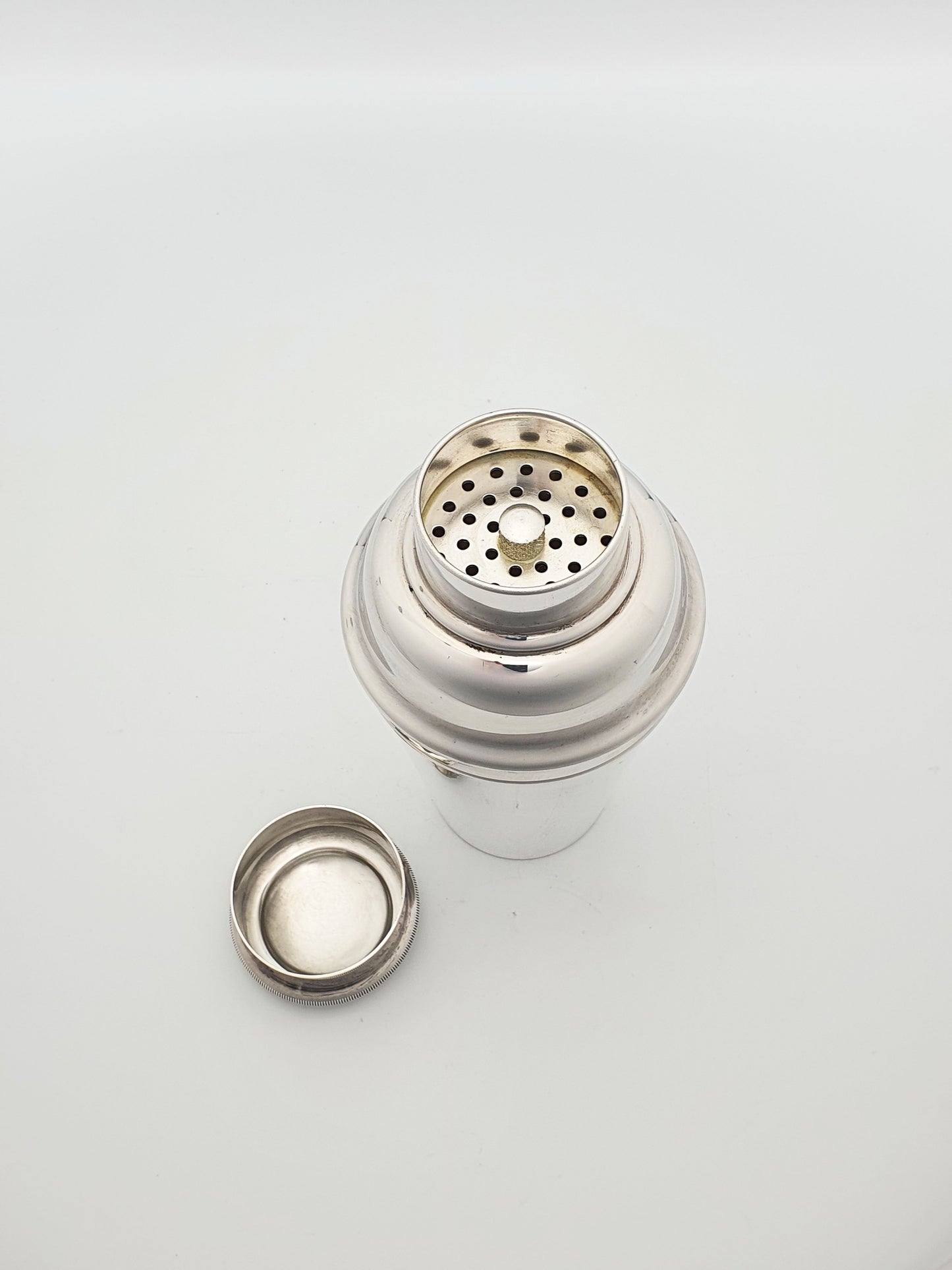 Art Deco Silver-Plated Cocktail Shaker with Built in Ice Breaker – circa 1920’s