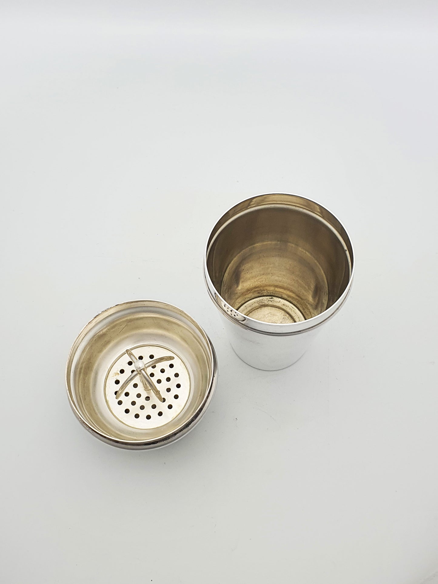 Art Deco Silver-Plated Cocktail Shaker with Built in Ice Breaker – circa 1920’s