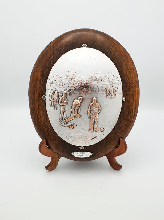Antique Victorian Silver-Plated Lawn Bowling Plaque - 1899