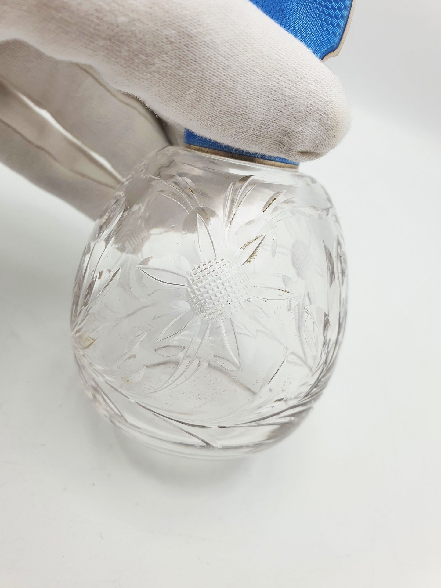 Rare Art Deco Silver and Guilloche Enamel Scent Bottle - 1930