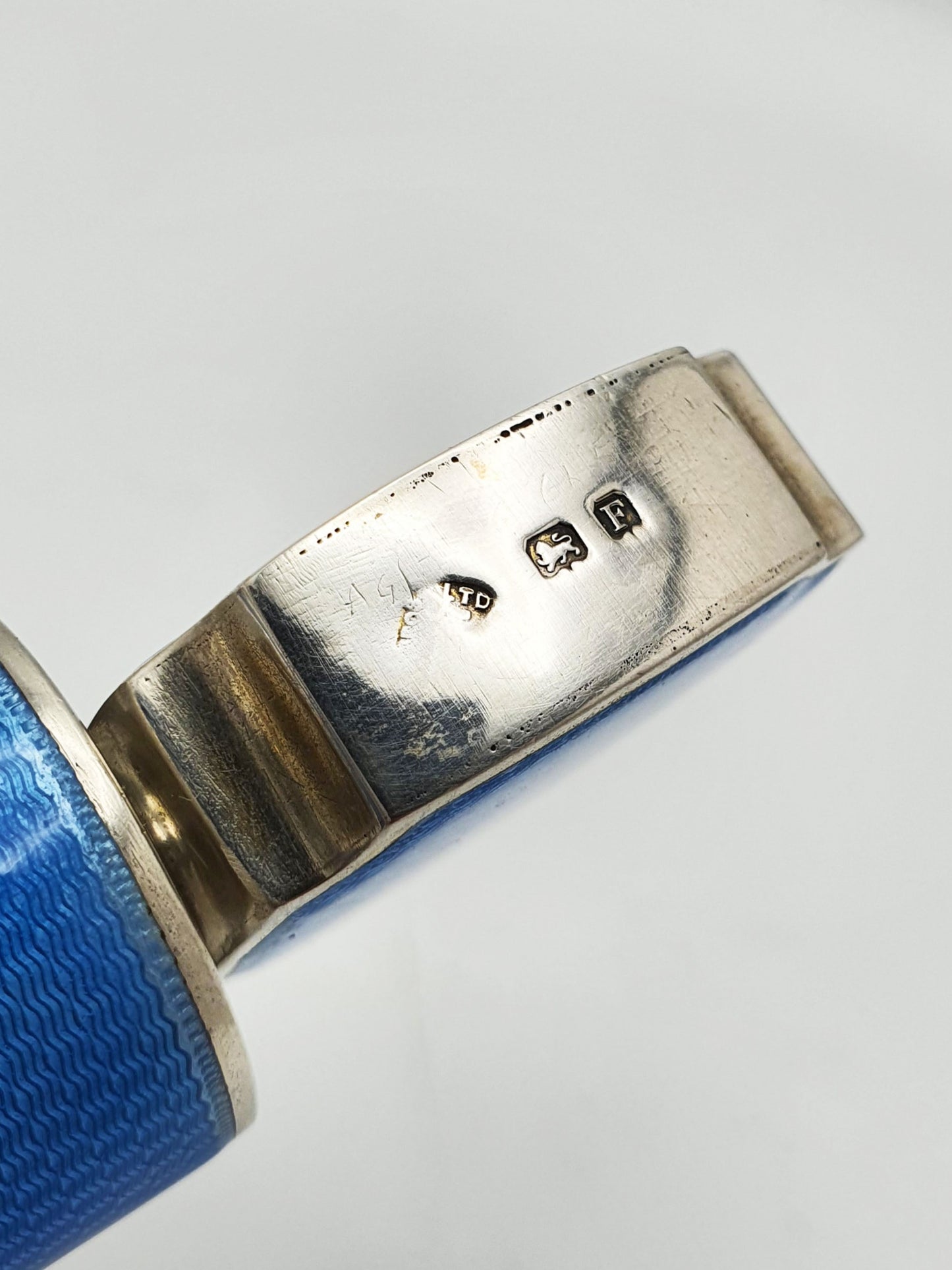 Rare Art Deco Silver and Guilloche Enamel Scent Bottle - 1930