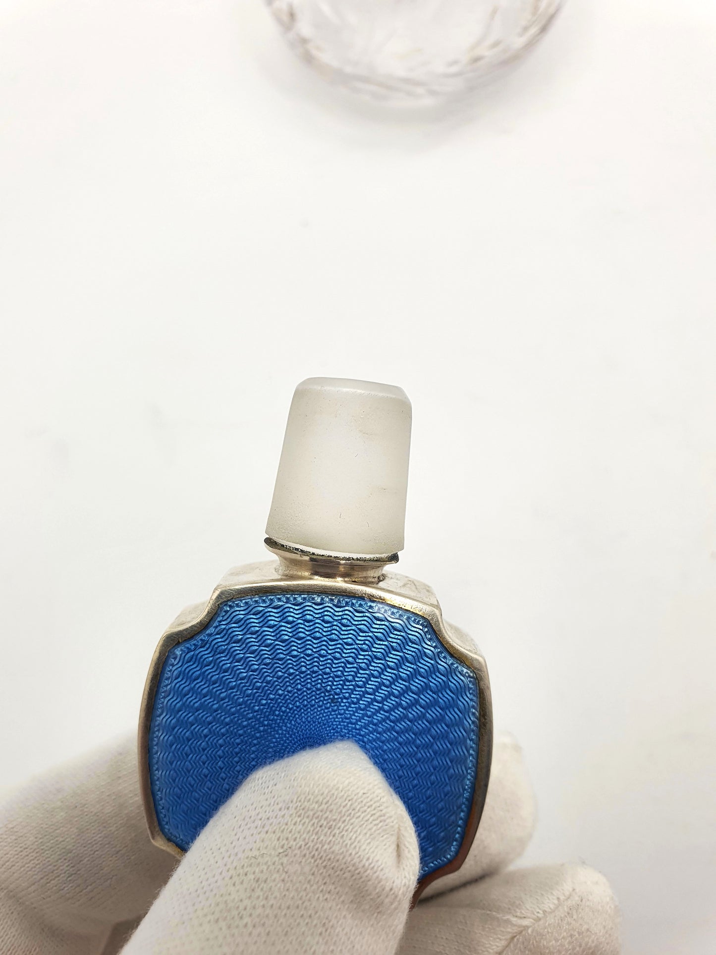 Rare Art Deco Silver and Guilloche Enamel Scent Bottle - 1930