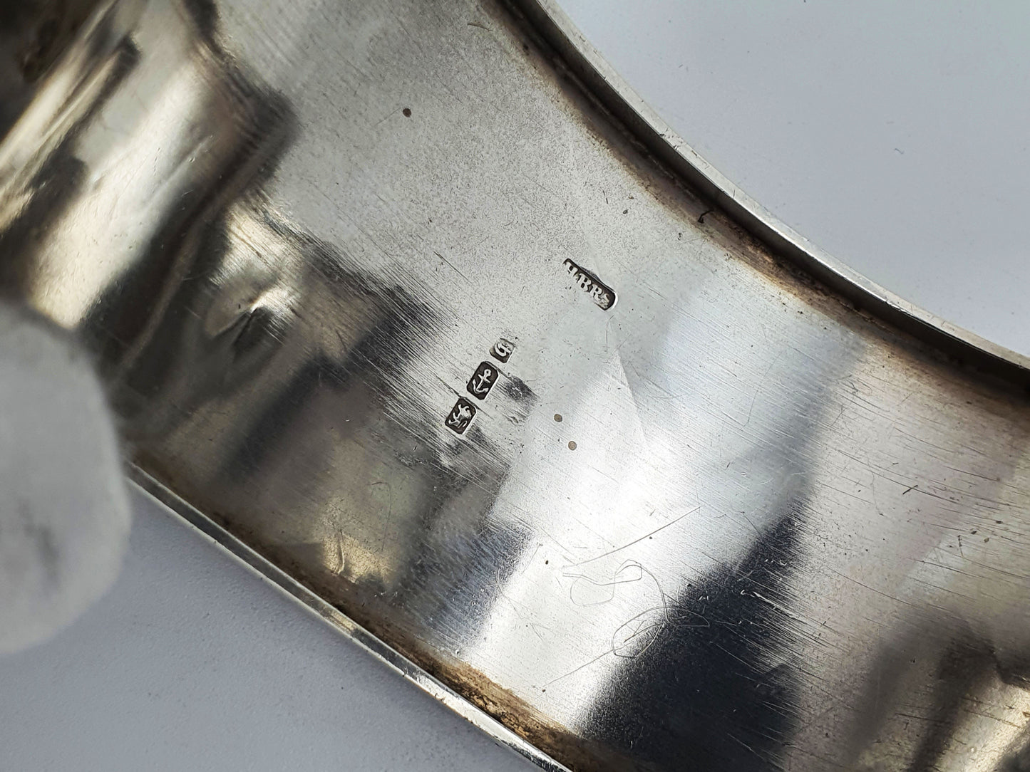 Nice Victorian Engraved Sterling Silver Bangle Bracelet - 1882