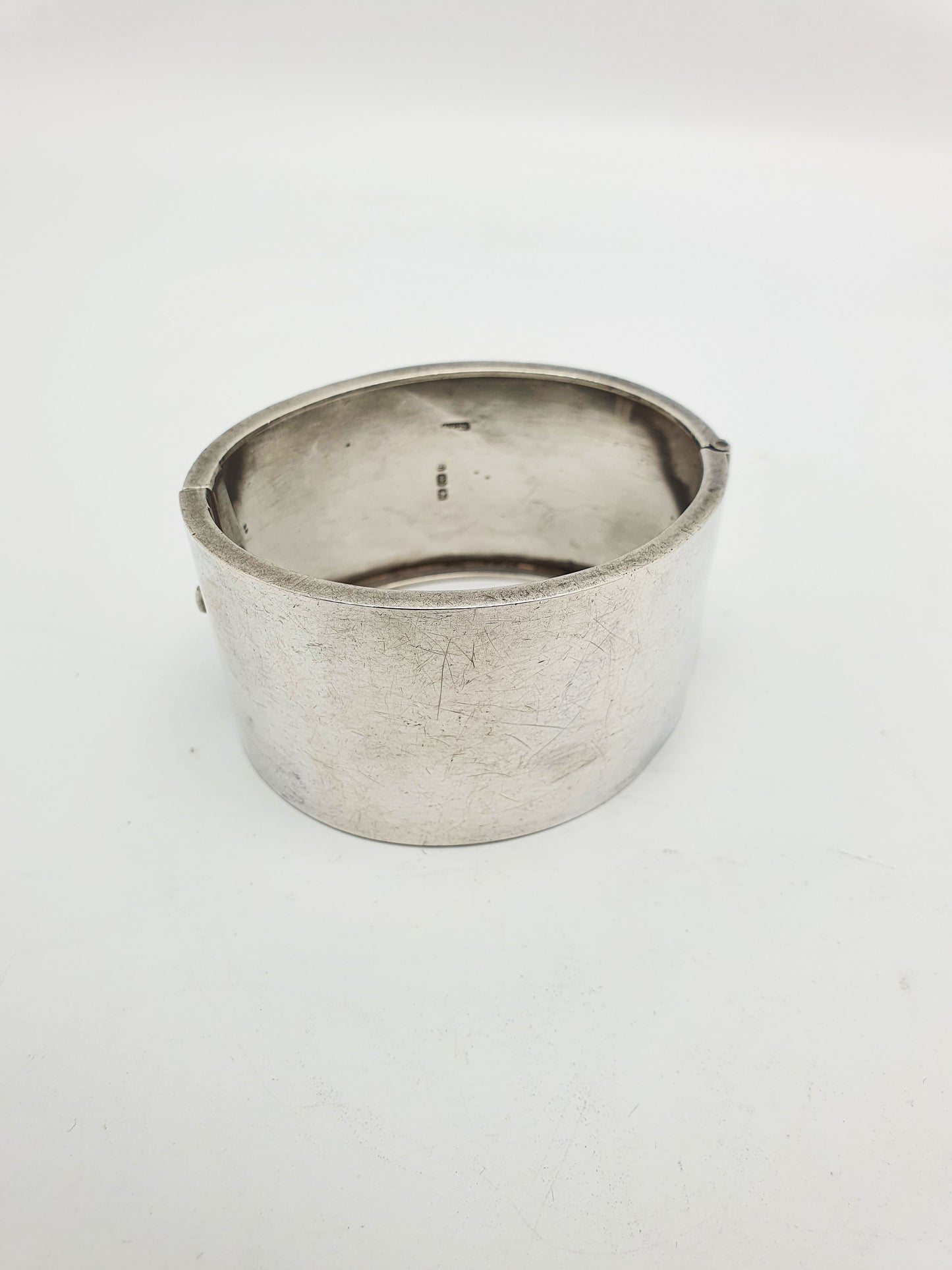 Nice Victorian Engraved Sterling Silver Bangle Bracelet - 1882