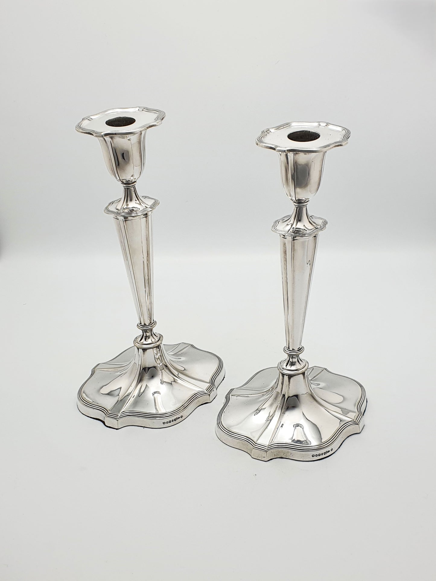 Lovely Pair of Georgian Revival Style Antique Silver-Plated Candlesticks – circa 1905