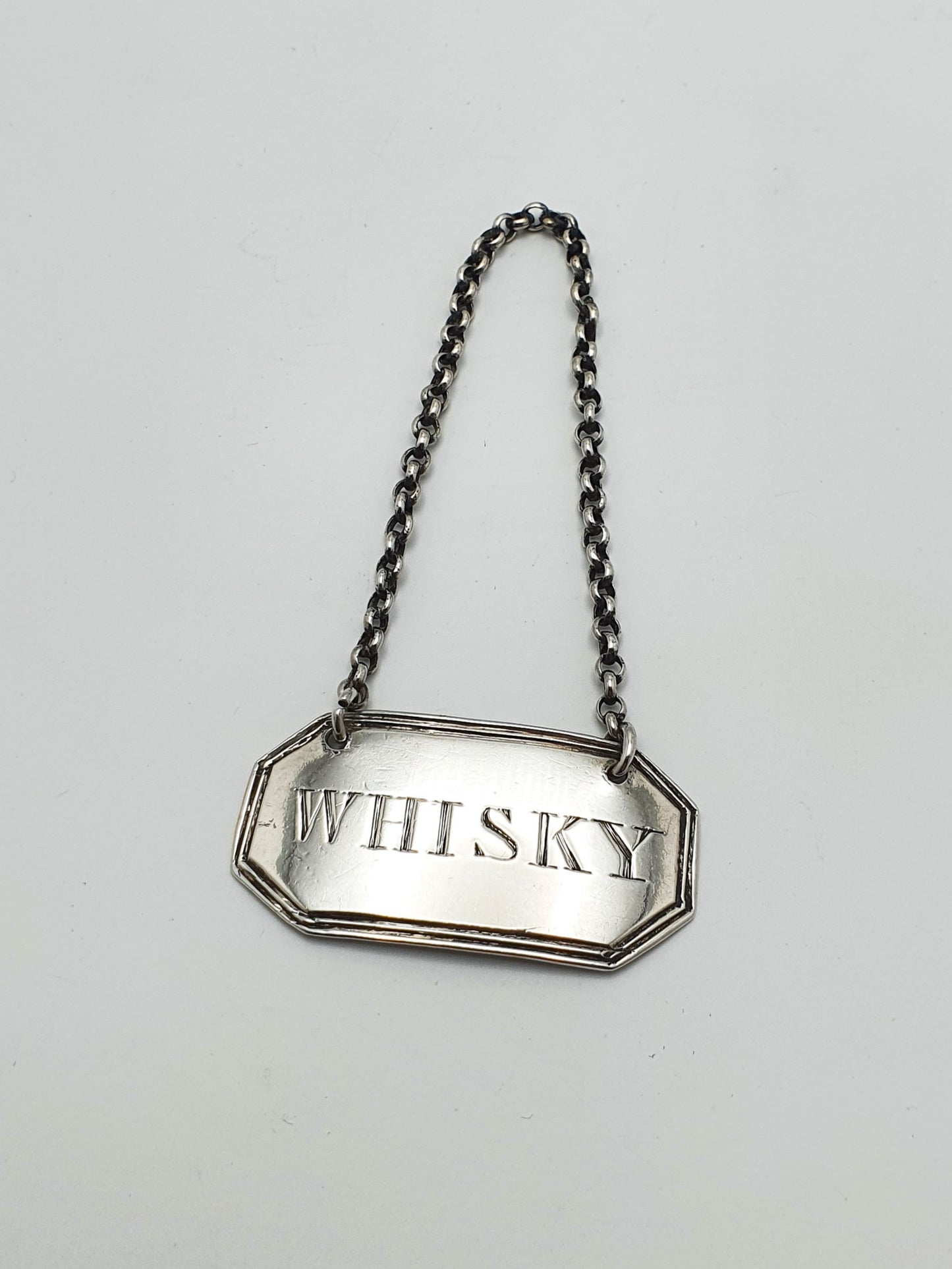 Nice Antique Scottish Silver Rectangular “Whisky” Decanter Label – circa 1820