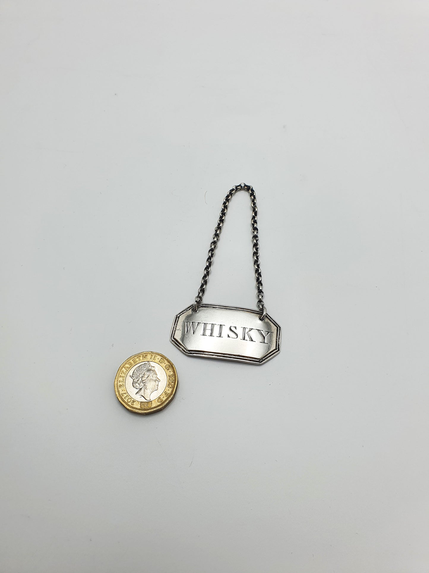 Nice Antique Scottish Silver Rectangular “Whisky” Decanter Label – circa 1820