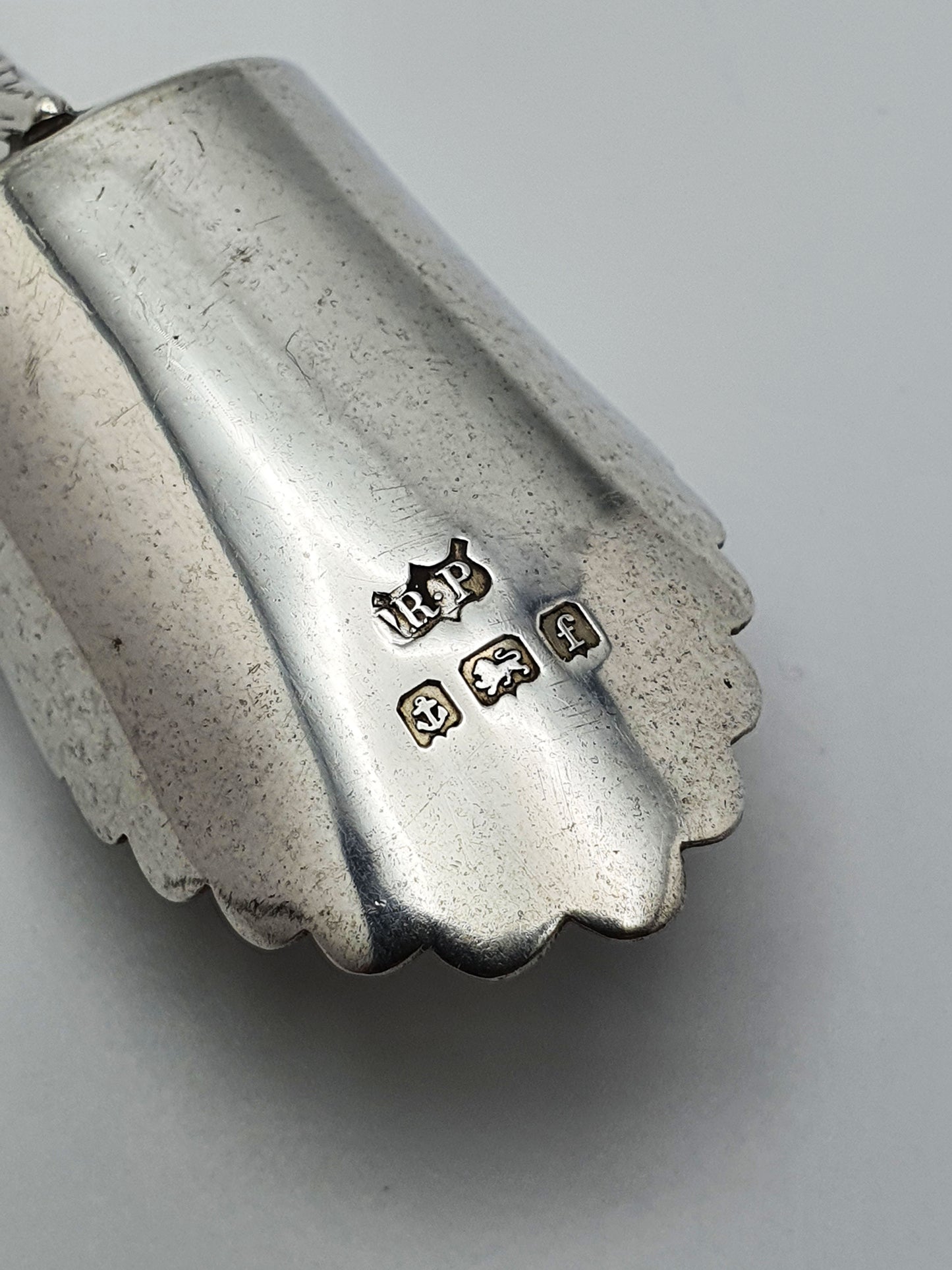 Wonderfully Decorated Antique Edwardian Silver & Mother-of-Pearl Sugar Shovel - 1905