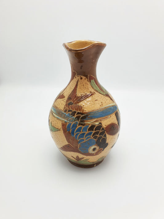 Nice Antique Victorian Baron Ware Pottery Vase with Fish & Water Motif – circa 1890