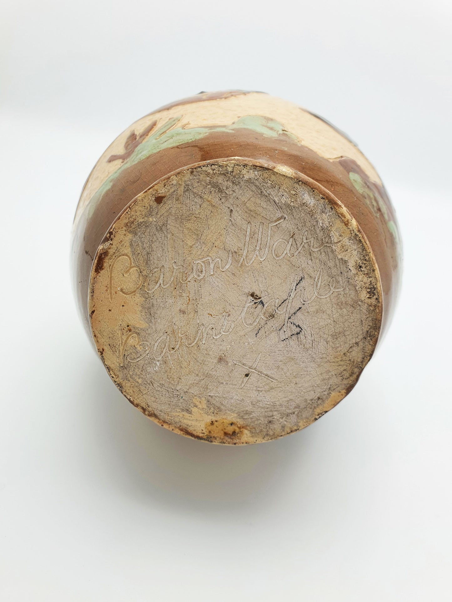 Nice Antique Victorian Baron Ware Pottery Vase with Fish & Water Motif – circa 1890