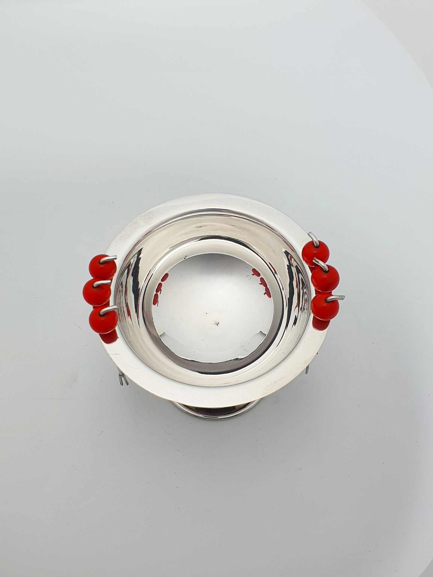 Charming Mid-Century Silver-Plated Cocktail Pick Set with Cherry Red Accents – circa 1950