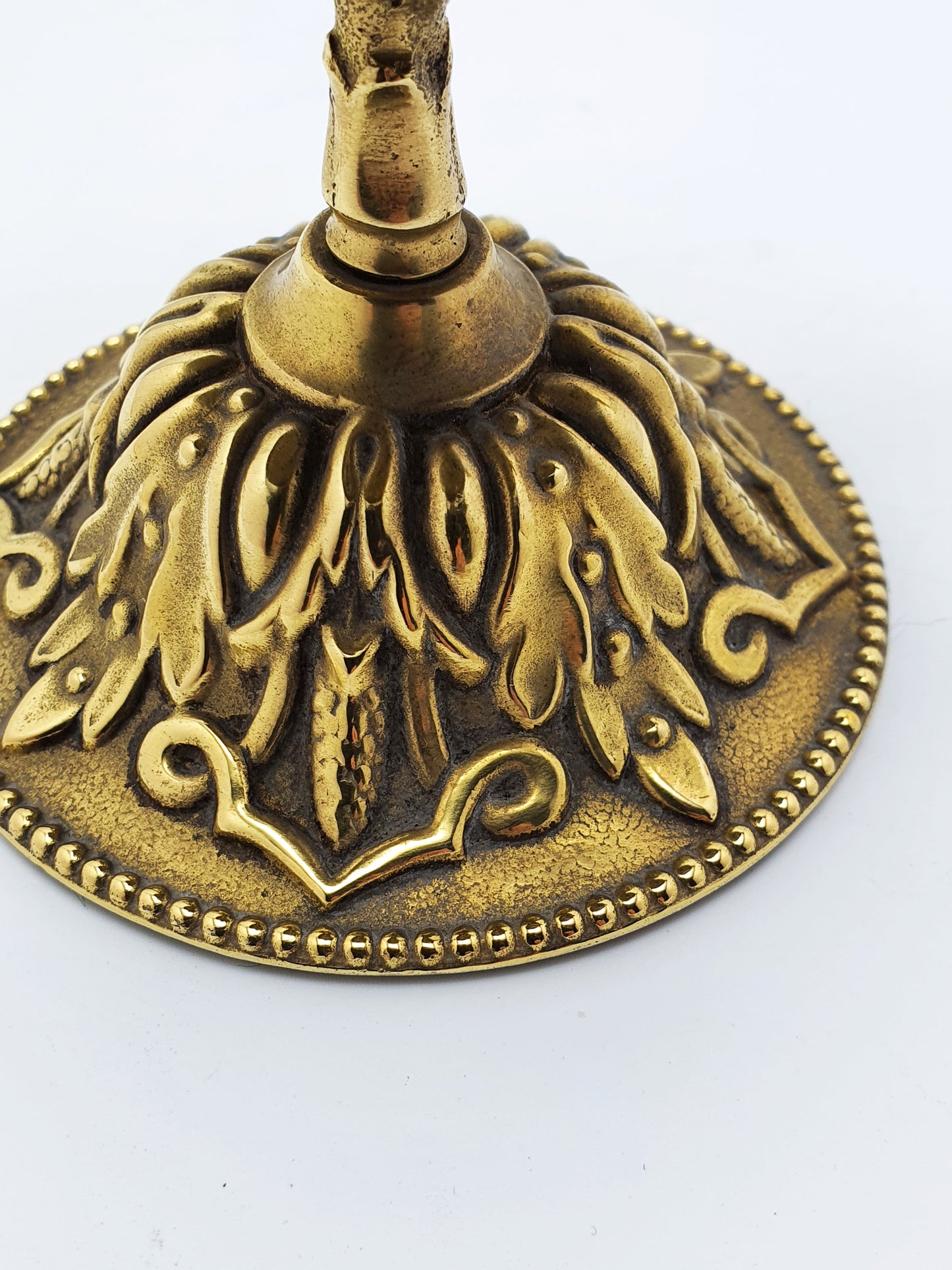 Victorian-Style Silver-Plated Desk Bell with Ornate Brass Base – circa 1920