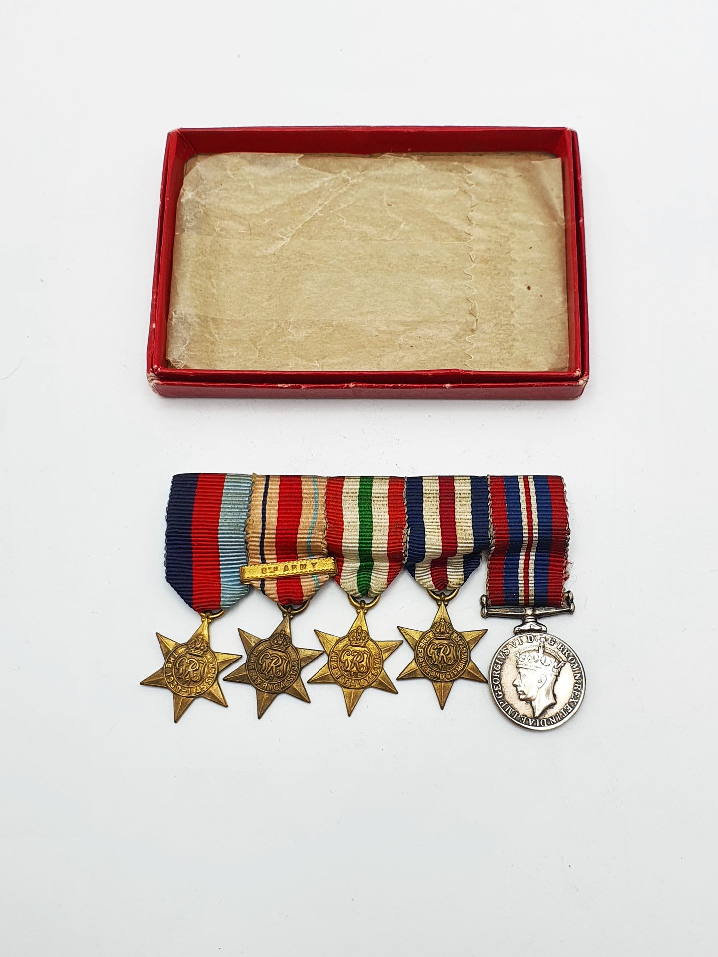 WWII British Miniature Medal Grouping with Four Campaign Stars and War Medal – circa 1945