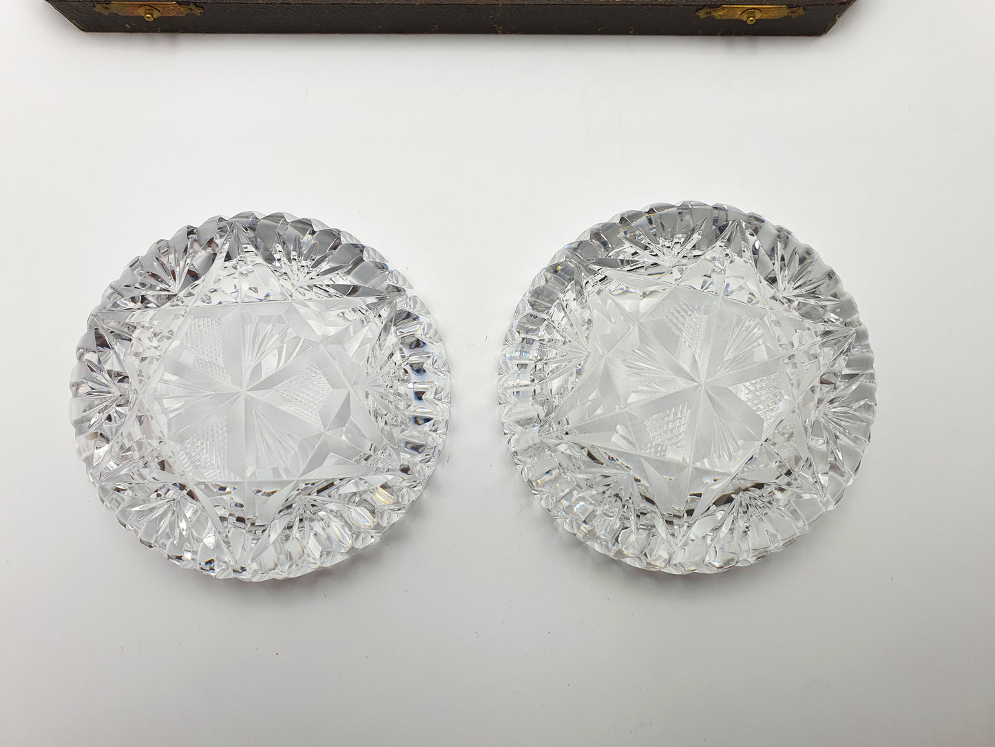 Harrods Cut Glass Butter Dishes with Silver Spreaders - 1933