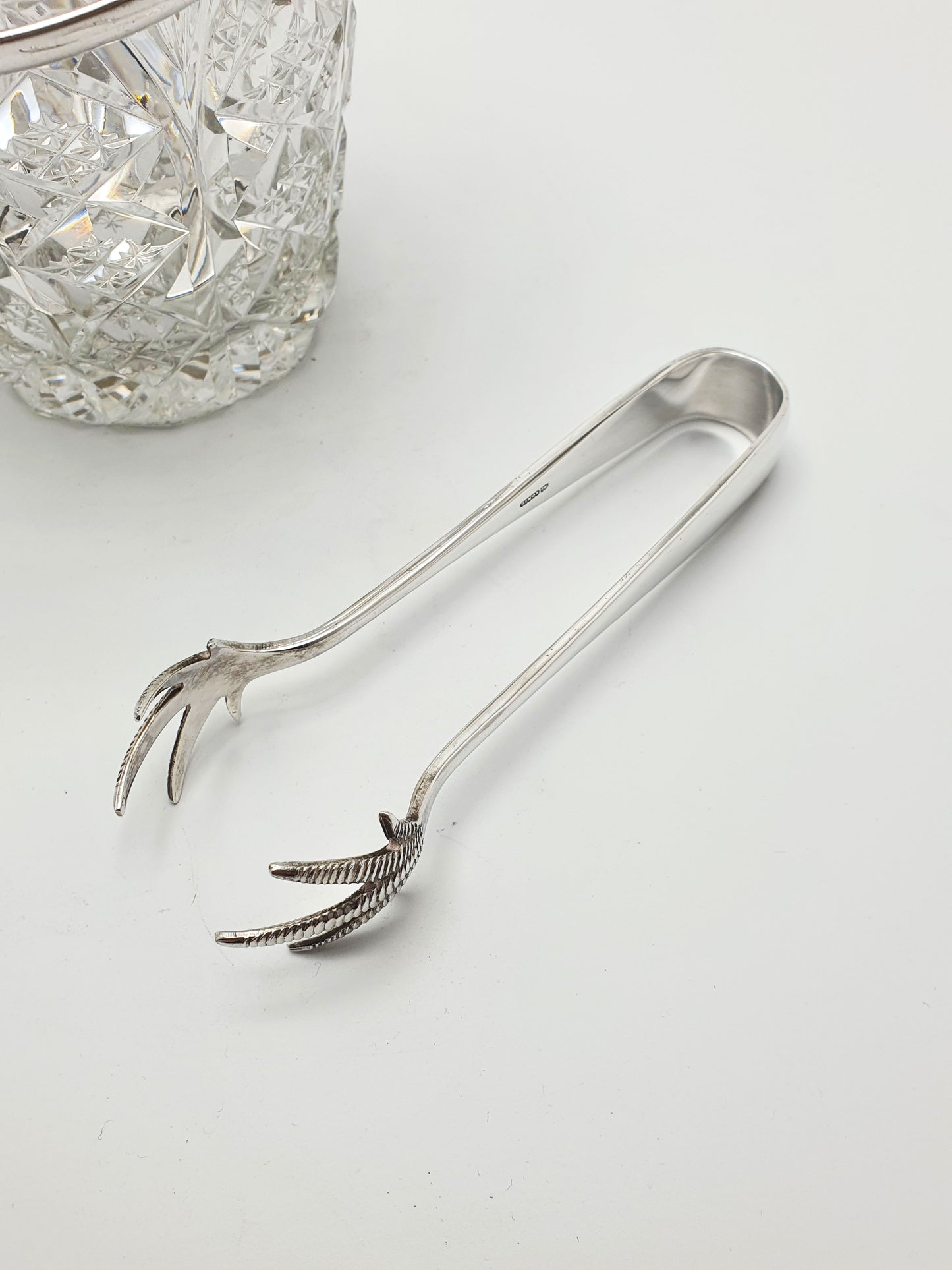 Wonderful Cut Glass and Silver-Plated Ice Bucket with Talon Tongs – circa 1930