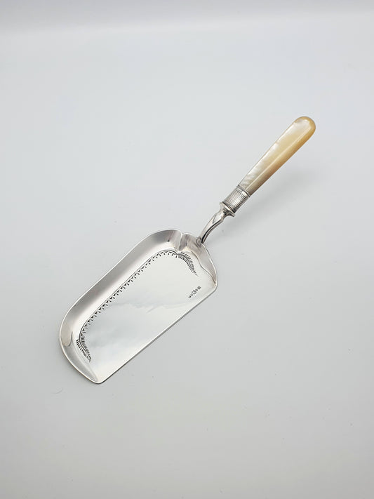 Nice Antique Silver-Plated Crumb Scoop with Mother-of-Pearl Handle – circa 1920