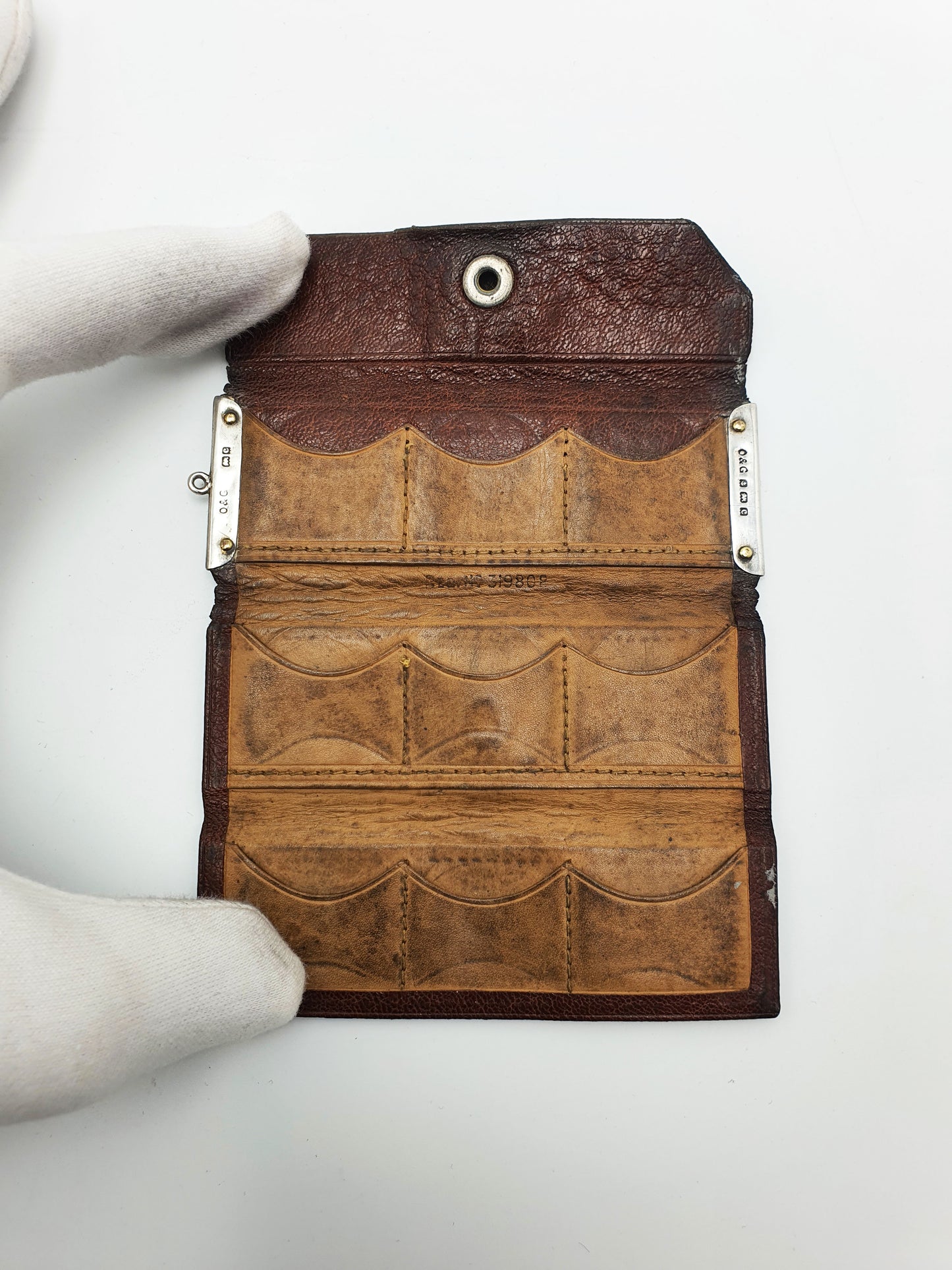 Unusual Edwardian Silver-Mounted Leather Stamp Wallet - 1902