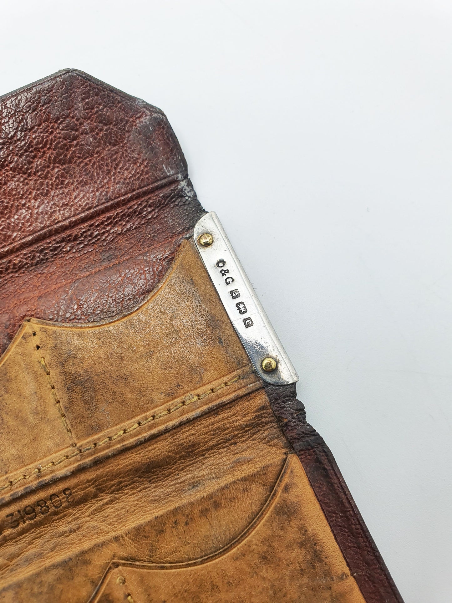 Unusual Edwardian Silver-Mounted Leather Stamp Wallet - 1902