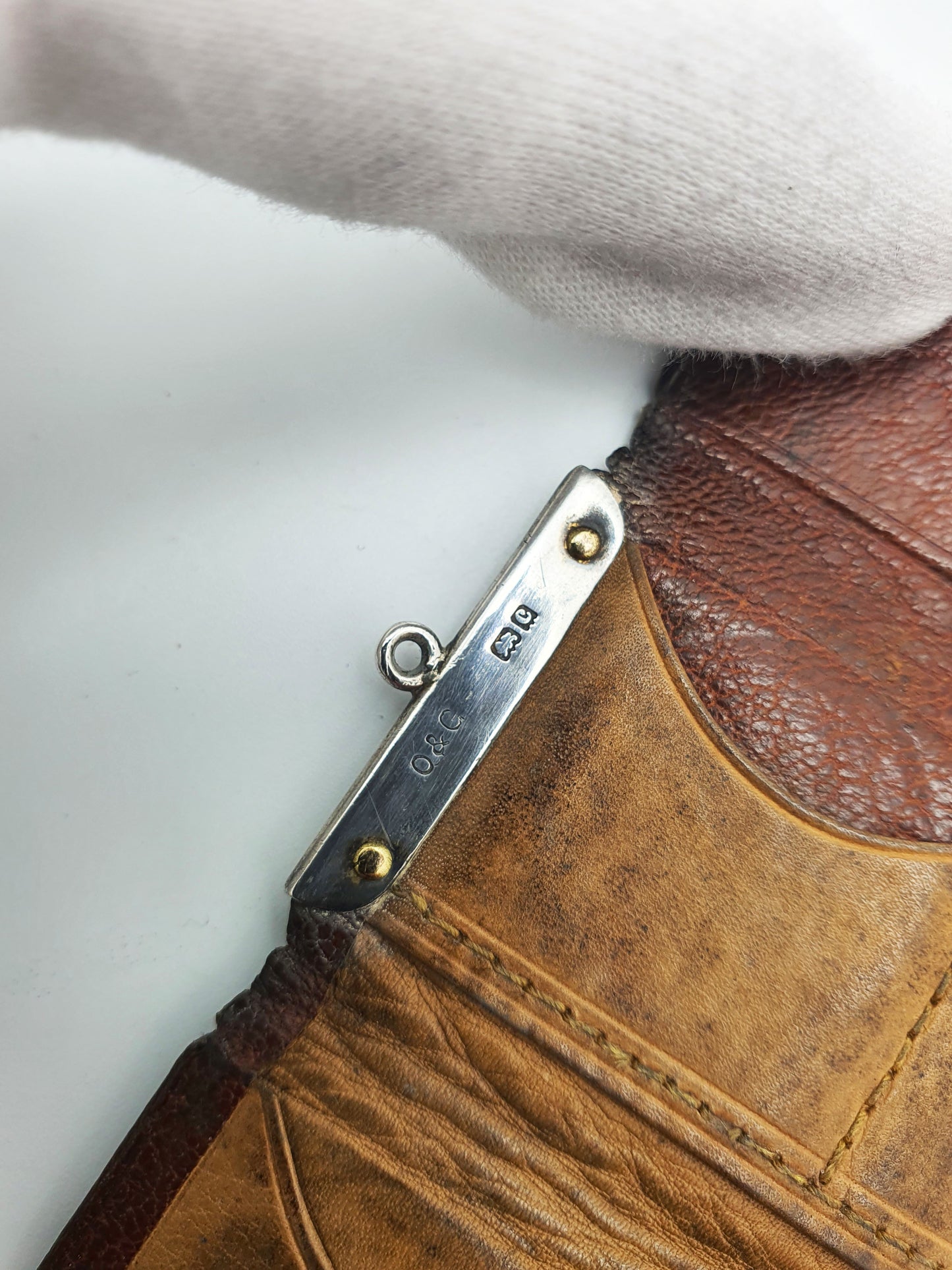 Unusual Edwardian Silver-Mounted Leather Stamp Wallet - 1902