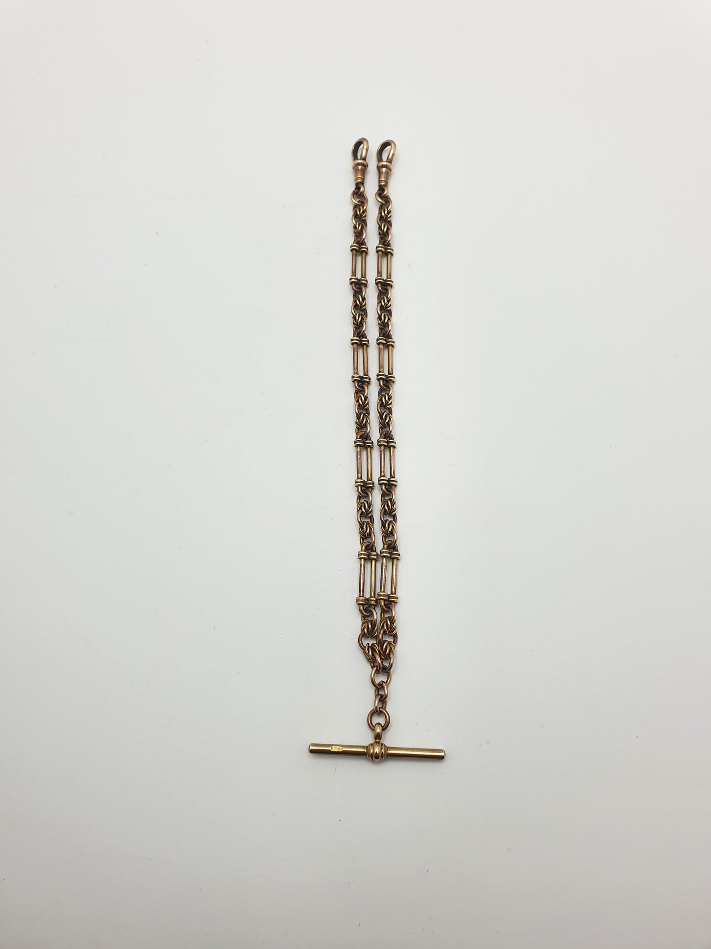 Antique Victorian Gold-Plated Double Albert Watch Chain with T-Bar – circa 1890