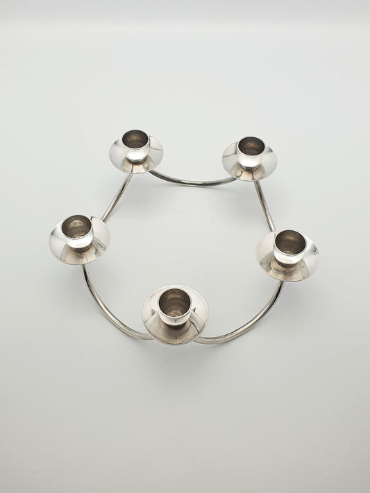 Modernist Scandinavian Five-Arm Silver-Plated Candelabra/Centrepiece – circa 1970