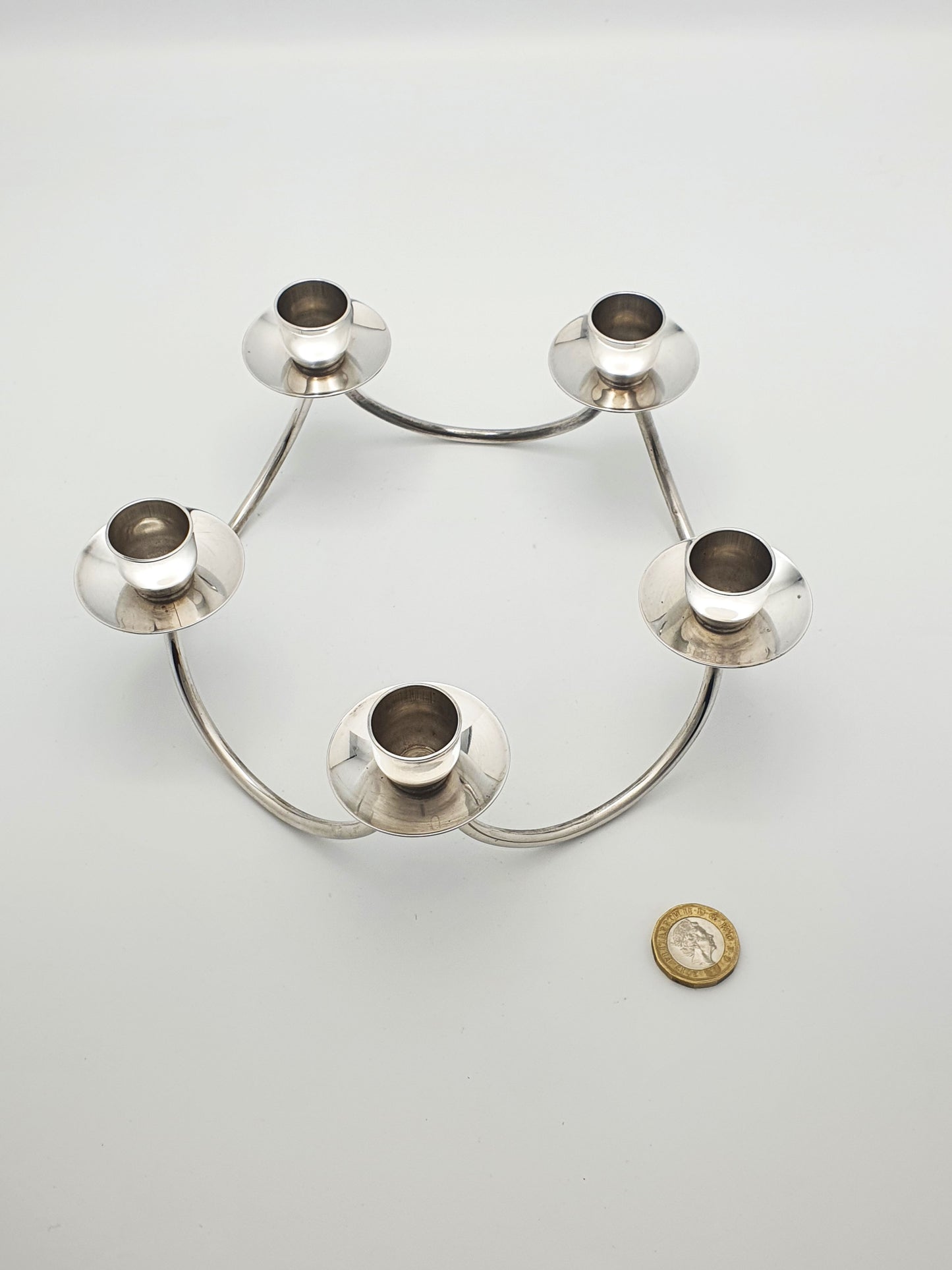 Modernist Scandinavian Five-Arm Silver-Plated Candelabra/Centrepiece – circa 1970