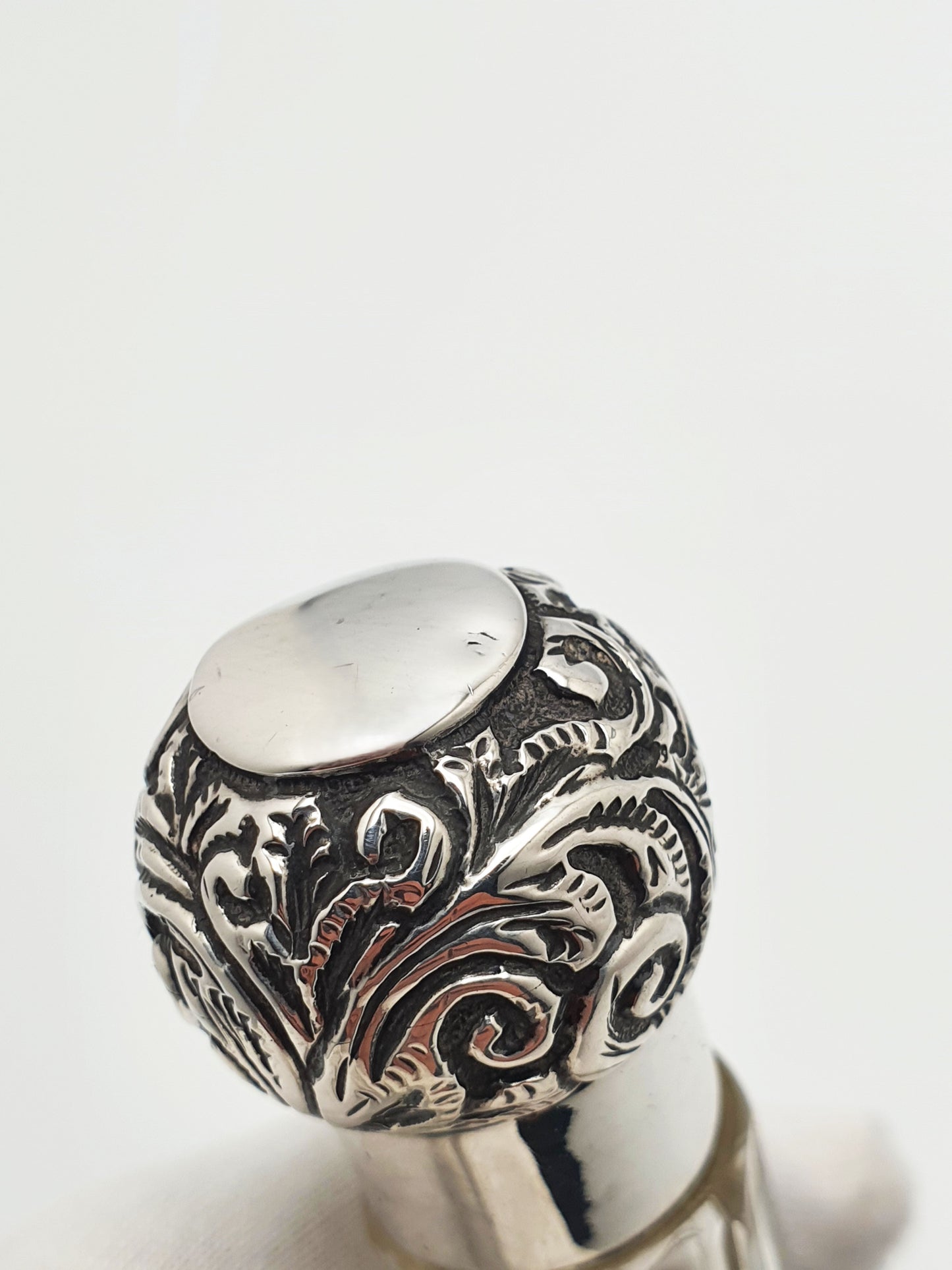 Antique Cut Glass Long Necked Scent Bottle with Sterling Silver Top – circa 1900