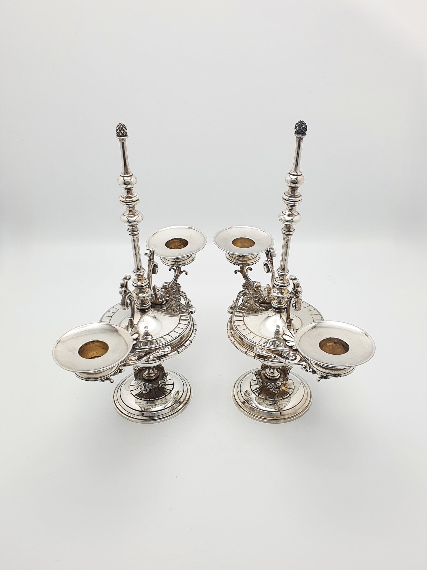 Pair of French Antique Victorian Neoclassical Revival Silver-Plated Candelabra – circa 1890