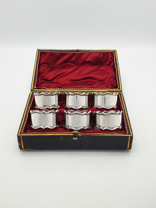Nice Set of Six Antique Edwardian Silver-Plated Napkin Rings – circa 1905