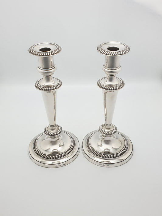 Nice Pair of Antique Silver-Plated Neoclassical Style Candlesticks – circa 1920