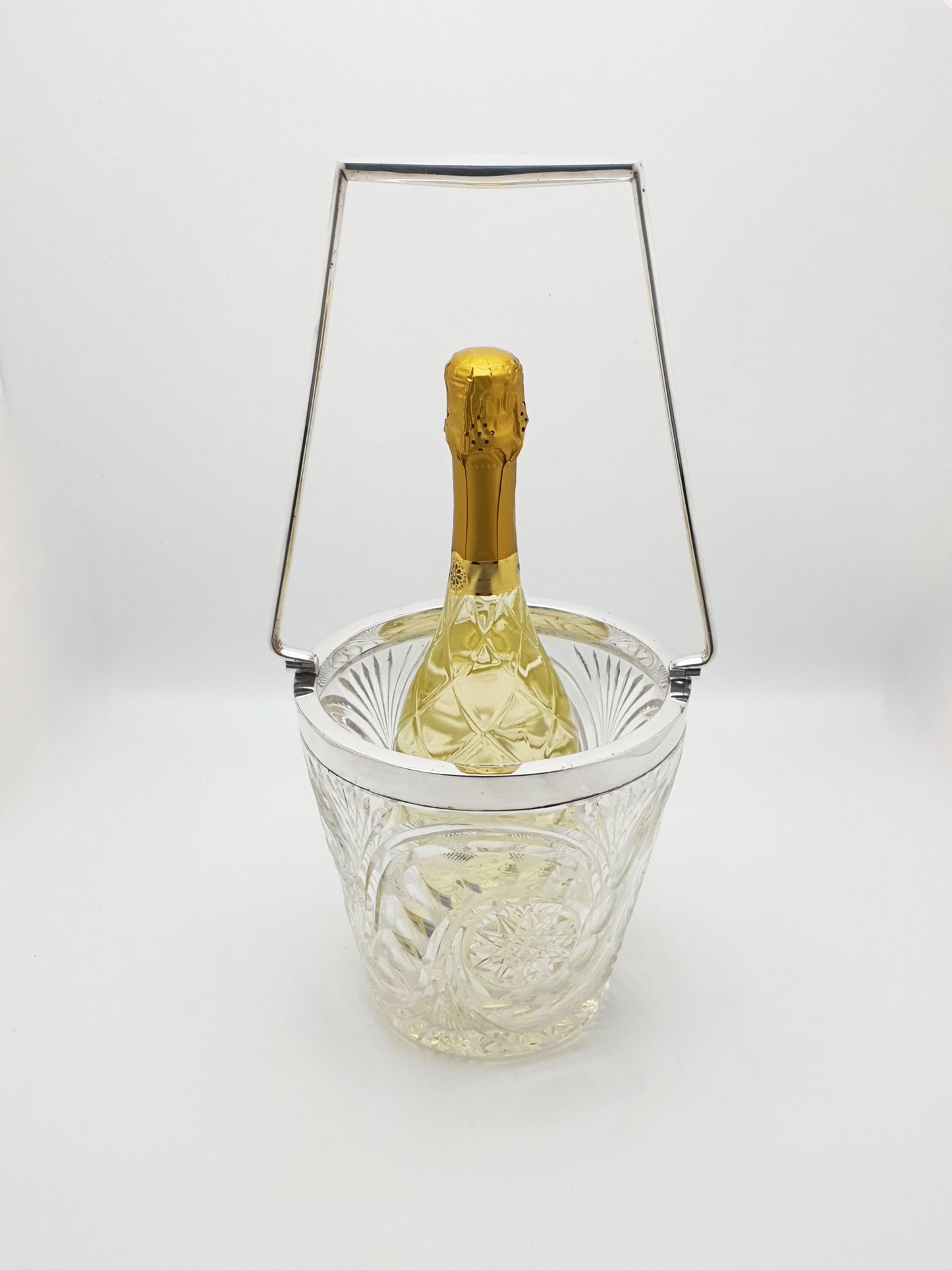 Stunning Edwardian Cut Glass Champagne Bucket with Shaped Handle – circa 1905