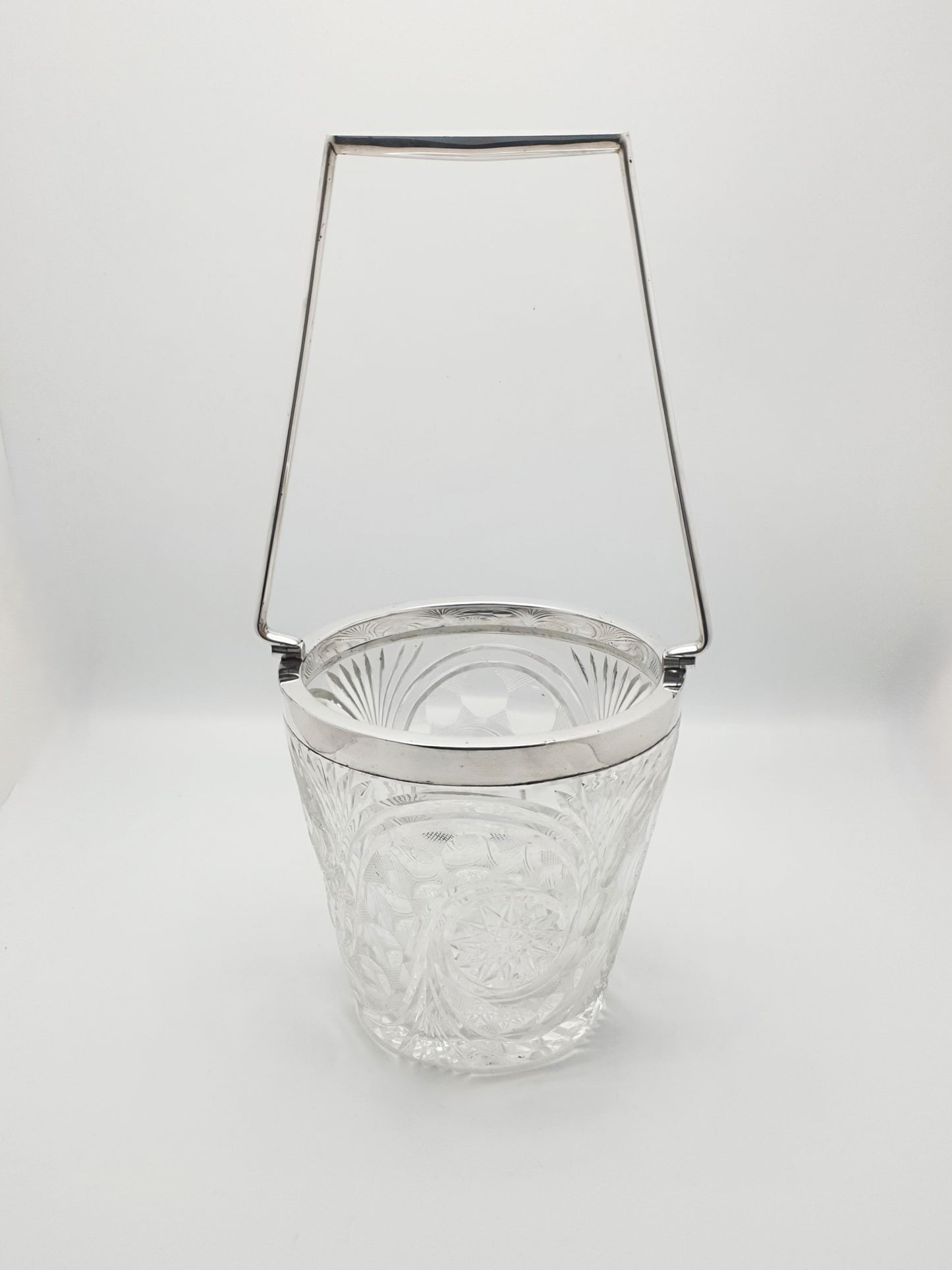 Stunning Edwardian Cut Glass Champagne Bucket with Shaped Handle – circa 1905