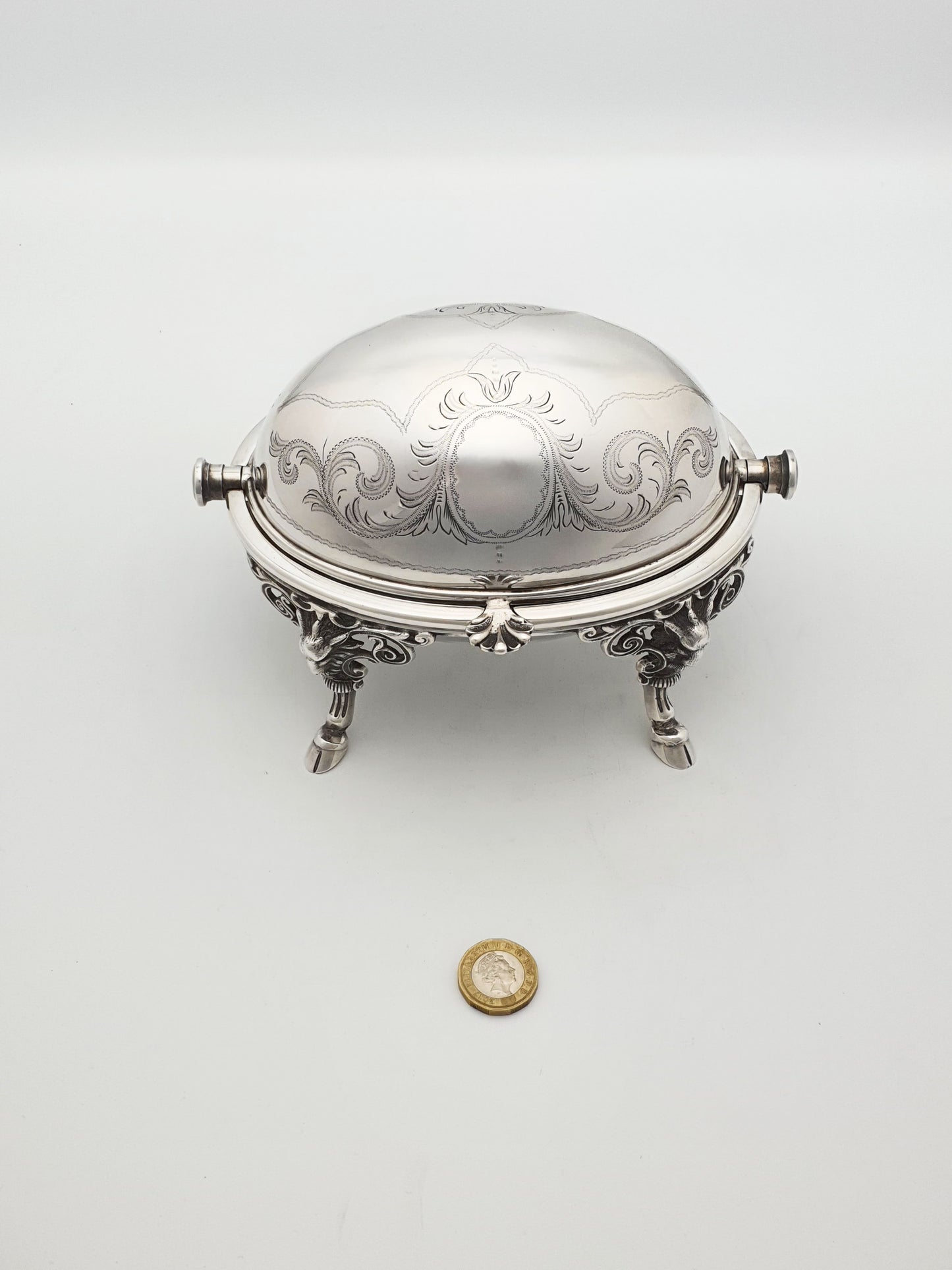 Stunning Antique Victorian Caviar Dish with Unusual Ram’s Head Mounts – circa 1890