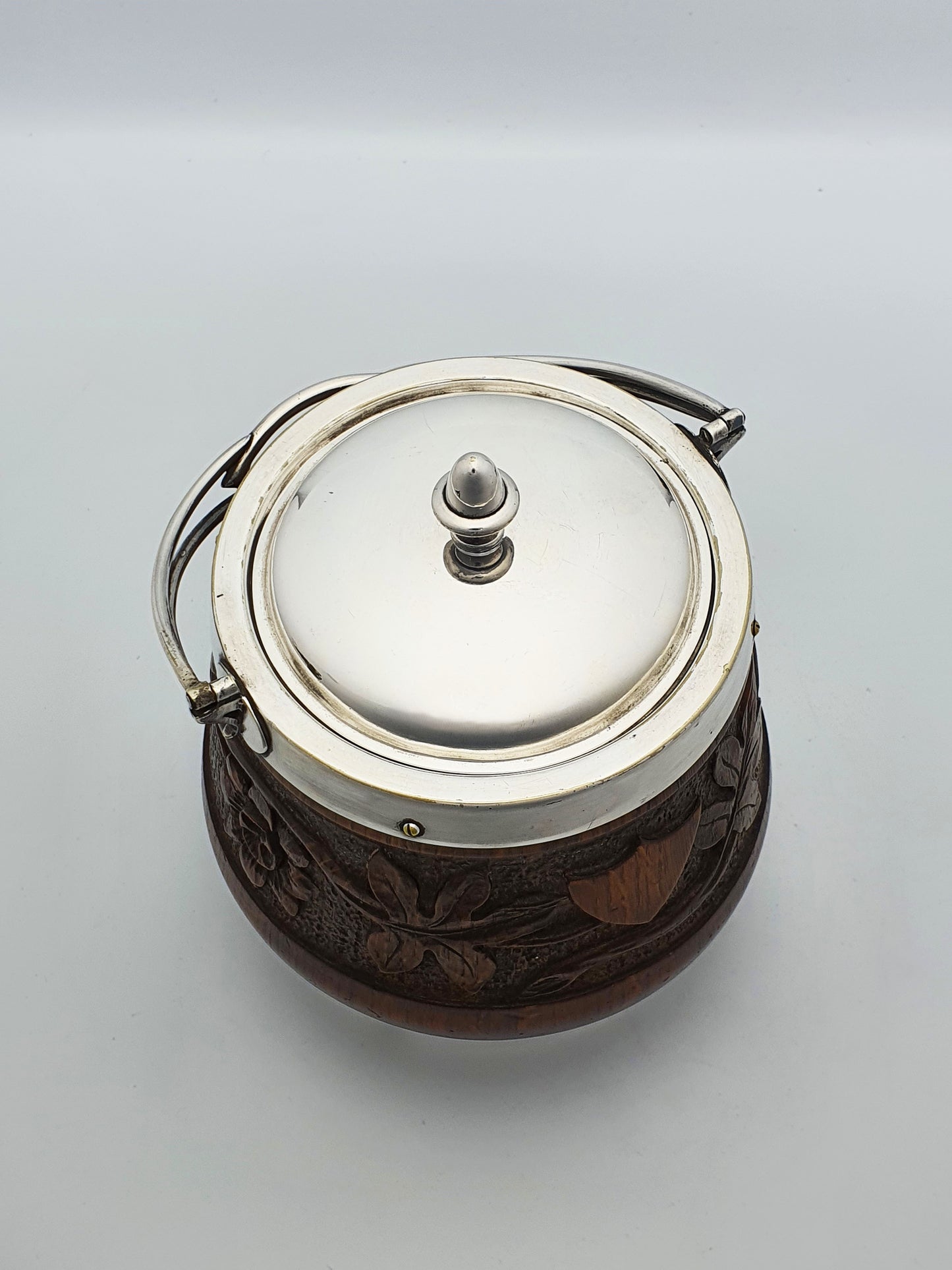 Fabulous antique oak cookie/ biscuit barrel - circa 1890