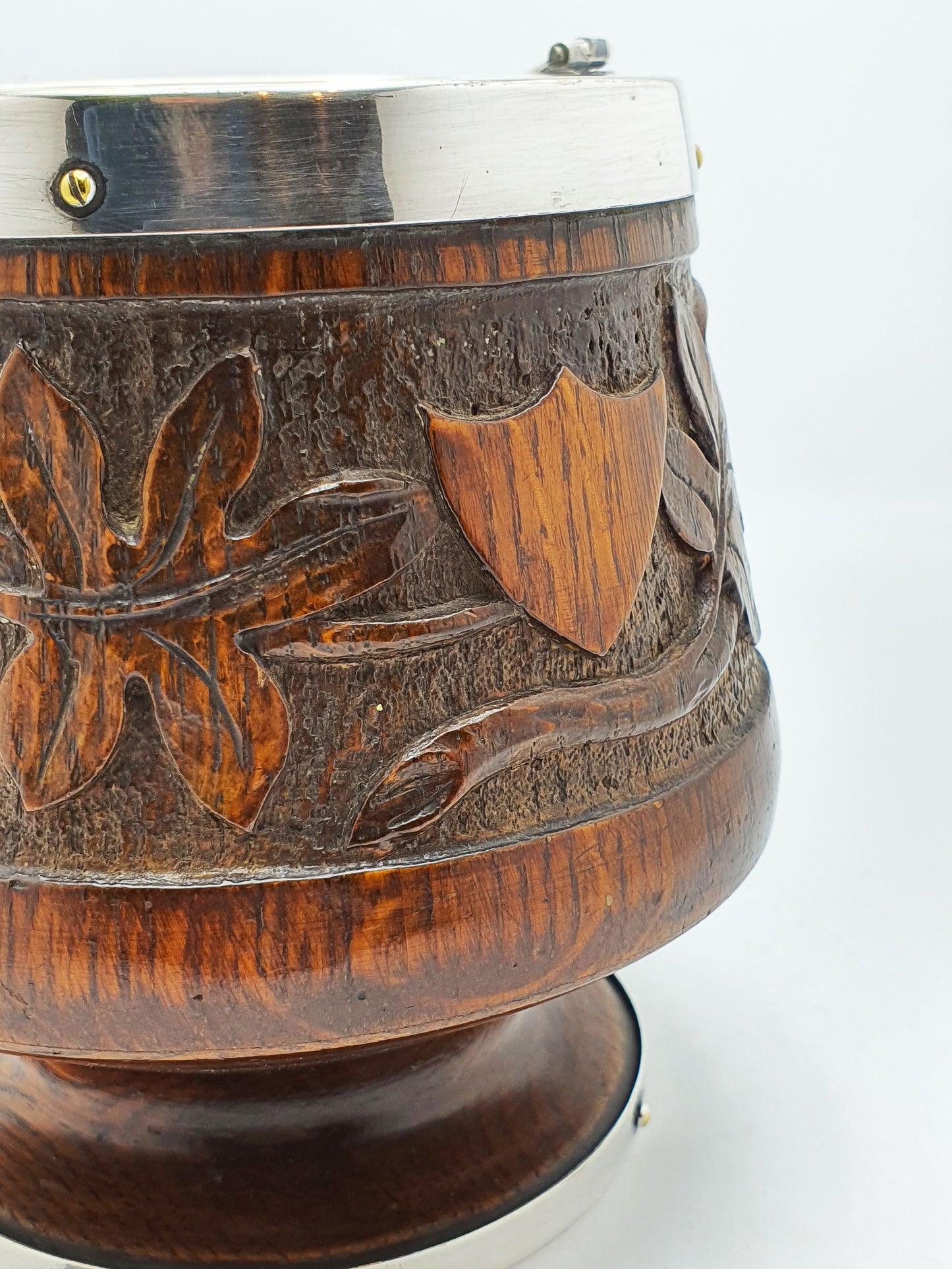 Fabulous antique oak cookie/ biscuit barrel - circa 1890